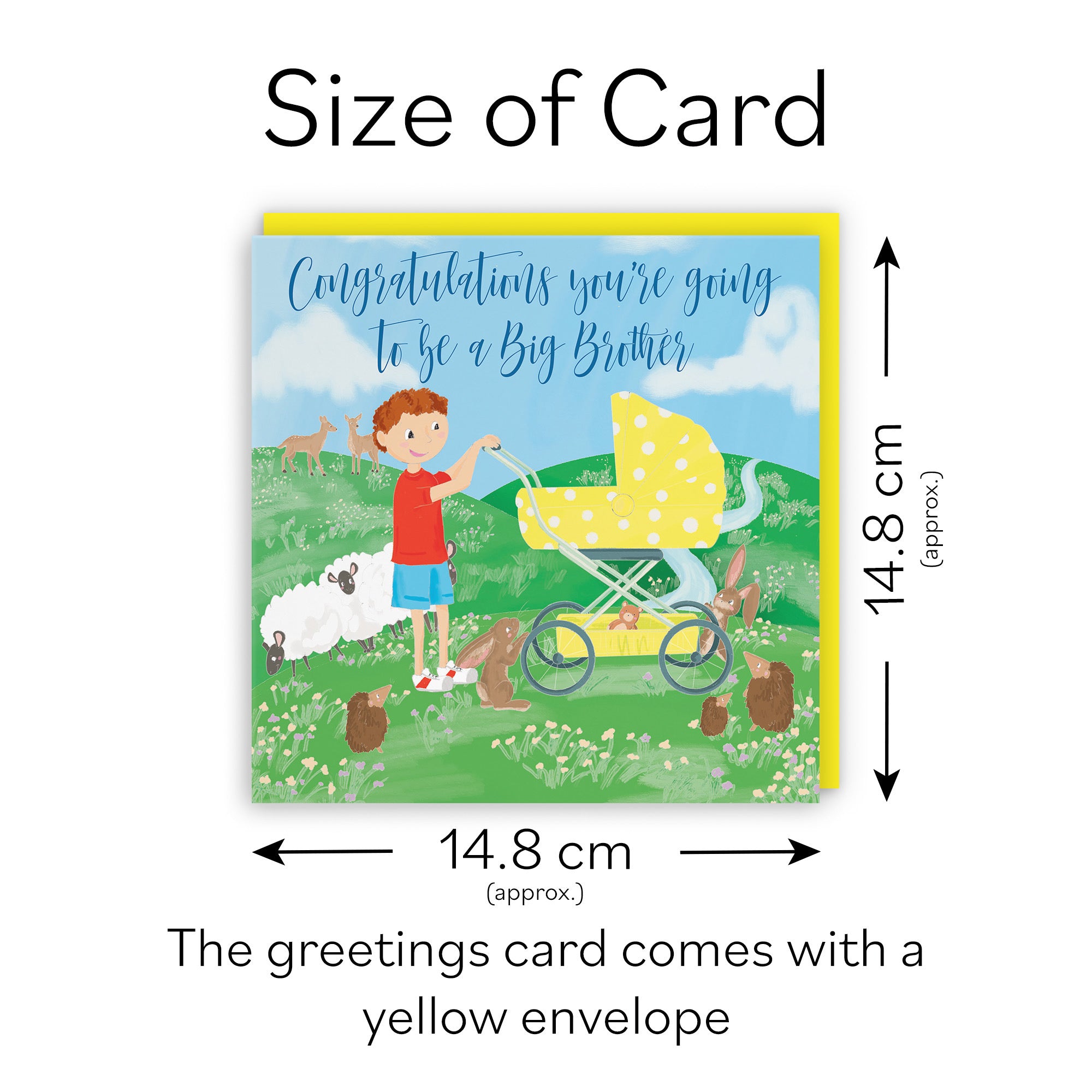 New Baby Big Brother Card Yellow Pram Countryside - Default Title (TH03398)