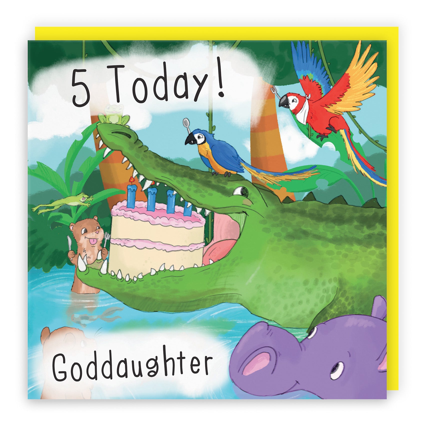 5th Goddaughter Crocodile Birthday Card Jungle - Default Title (TH03446)