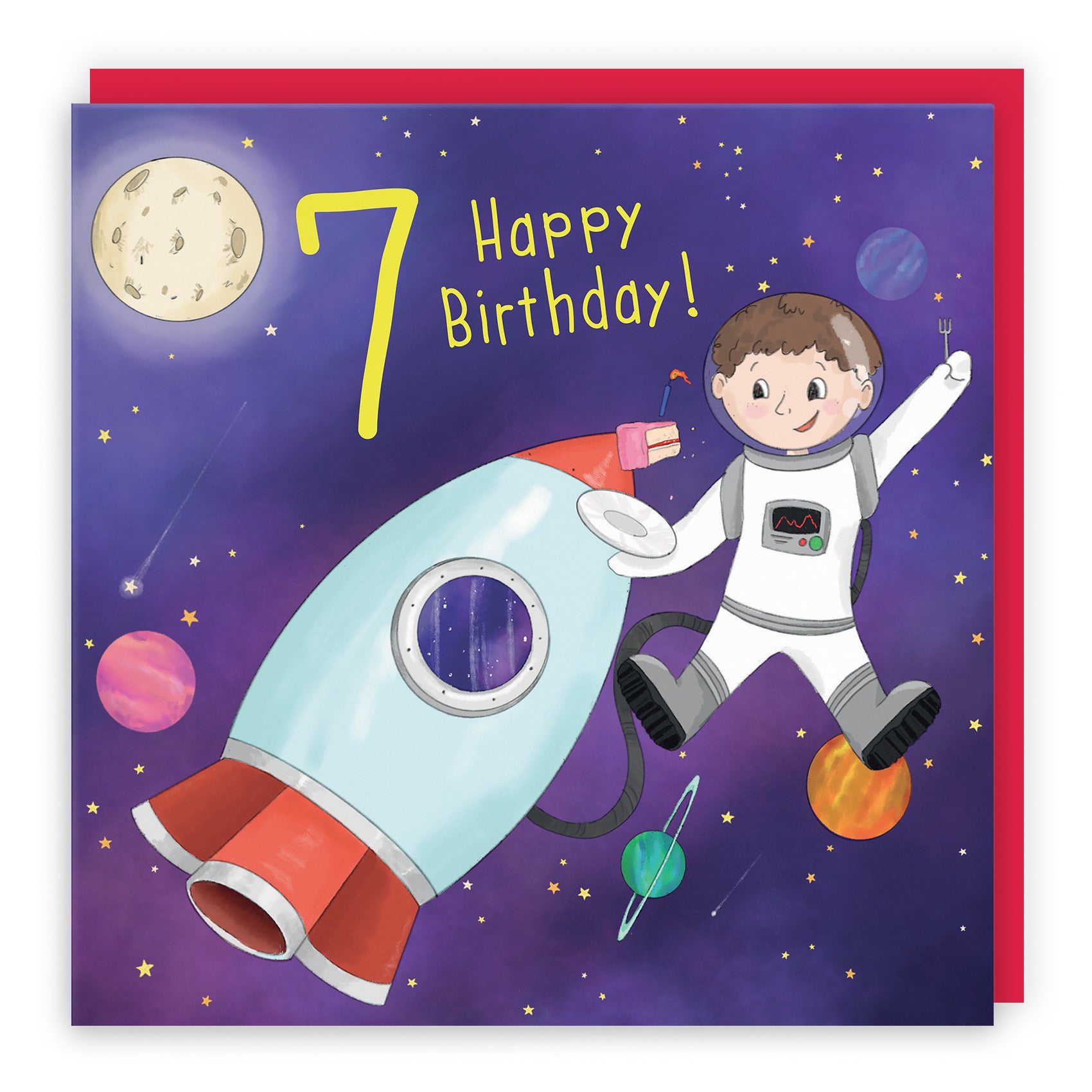7th Boys Birthday Space Rocket Card Adventurers - Default Title (TH03452)