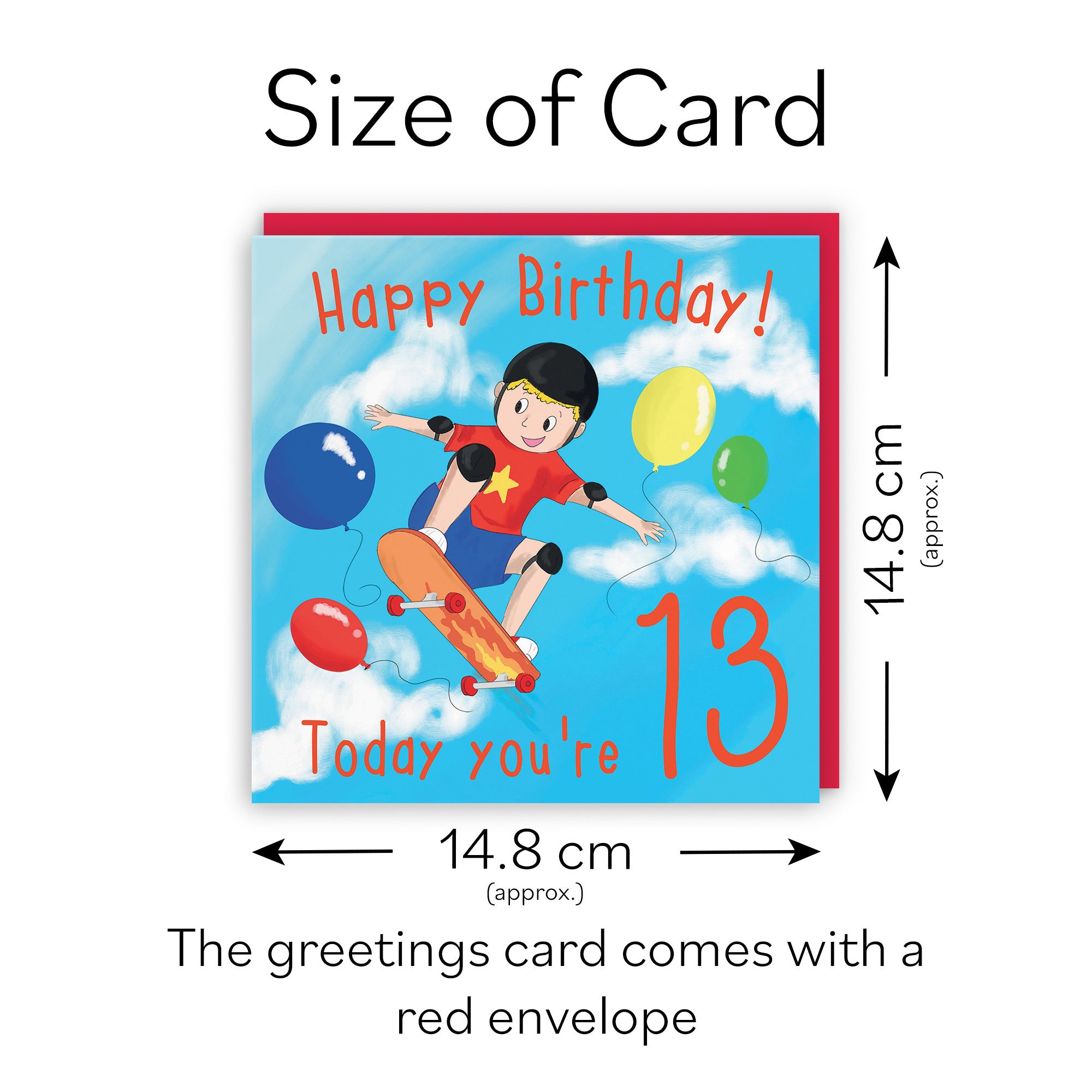 13th Boys Birthday Skateboard Birthday Card Adventurers - Default Title (TH03488)
