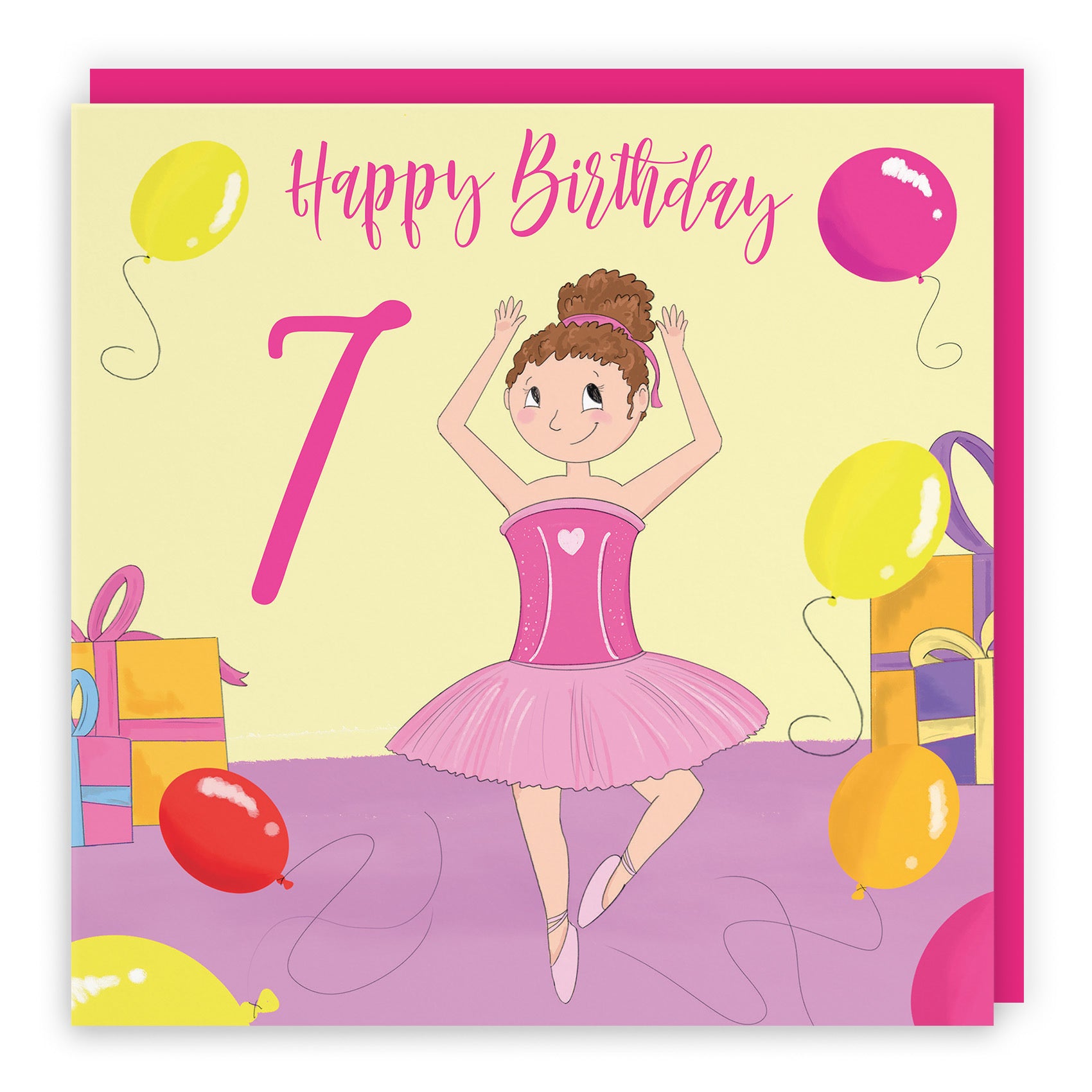 7th Girls Birthday Ballerina Dancing Card Happy Times - Default Title (TH03510)