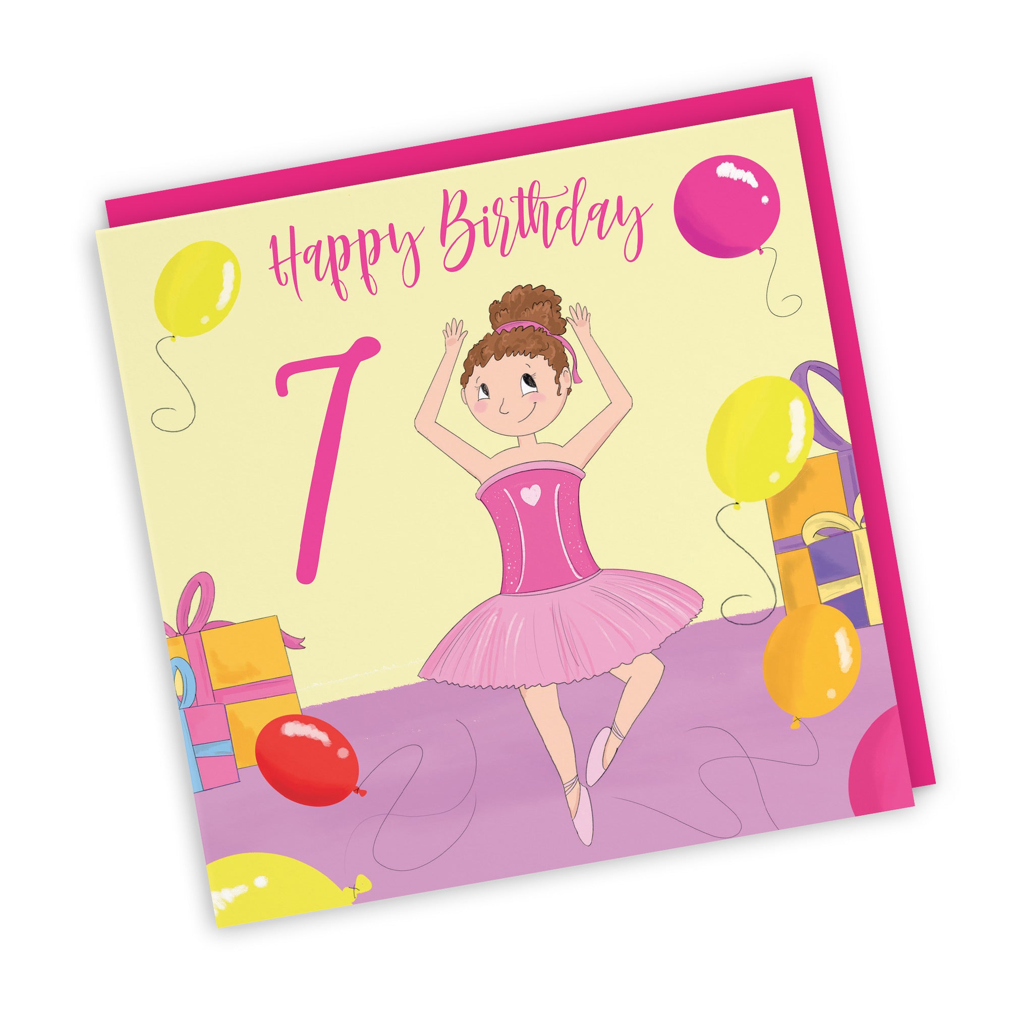 7th Girls Birthday Ballerina Dancing Card Happy Times - Default Title (TH03510)