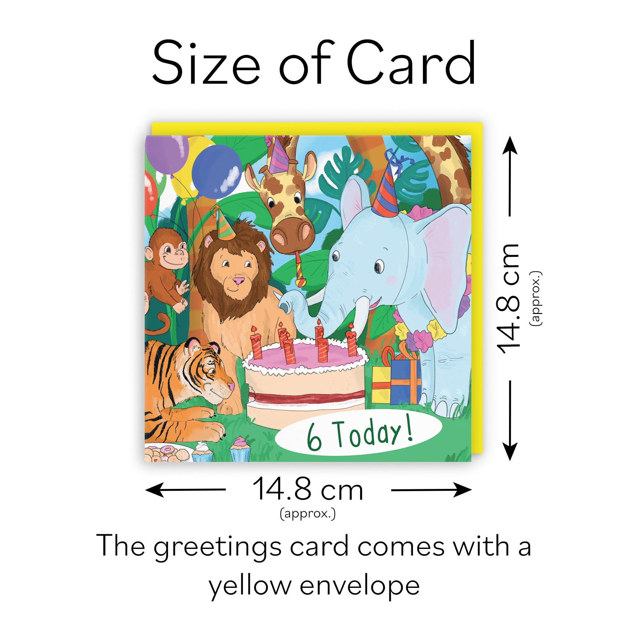 6th Birthday Jungle Animals Party Card Jungle - Default Title (TH03528)