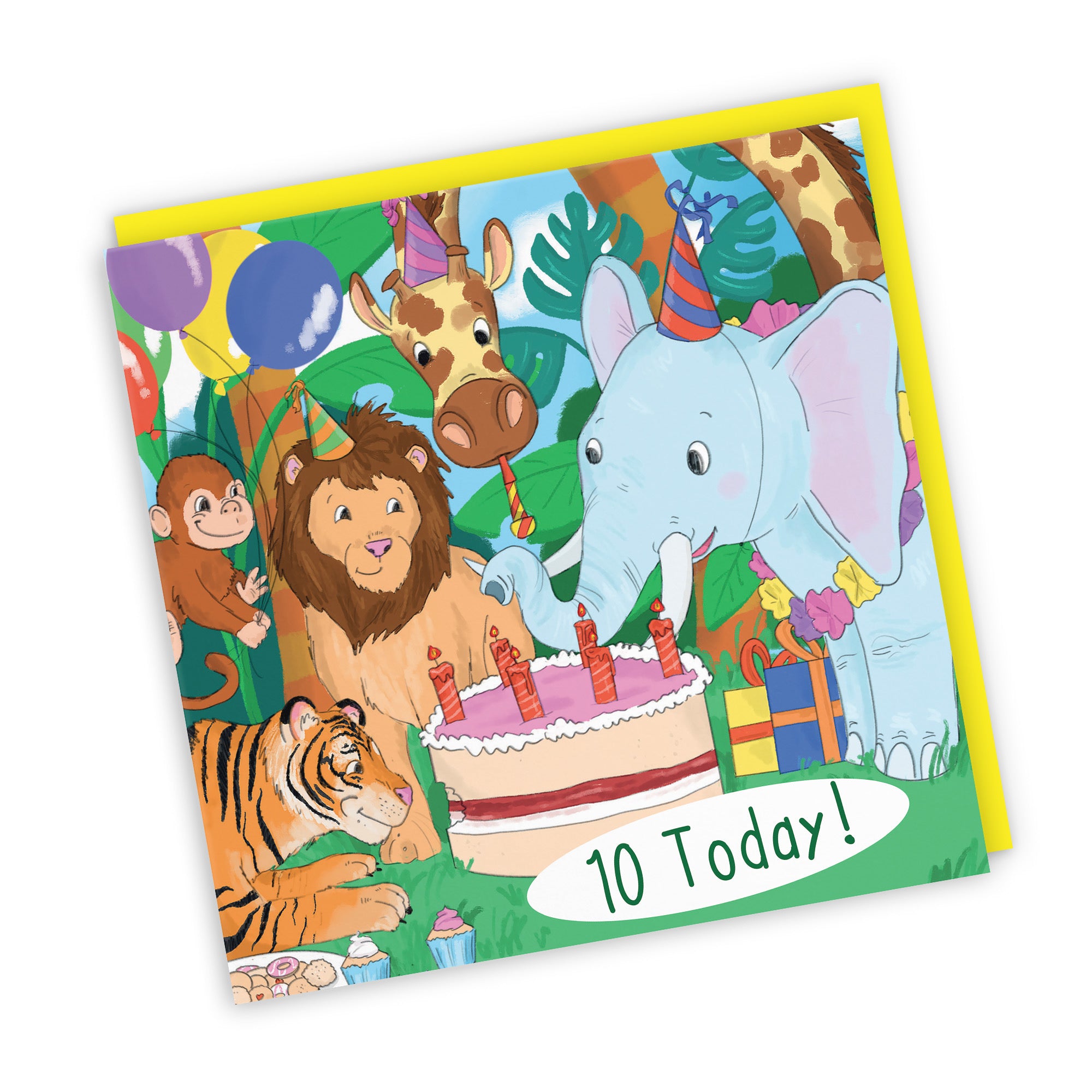 10th Birthday Jungle Animals Party Card Jungle - Default Title (TH03529)