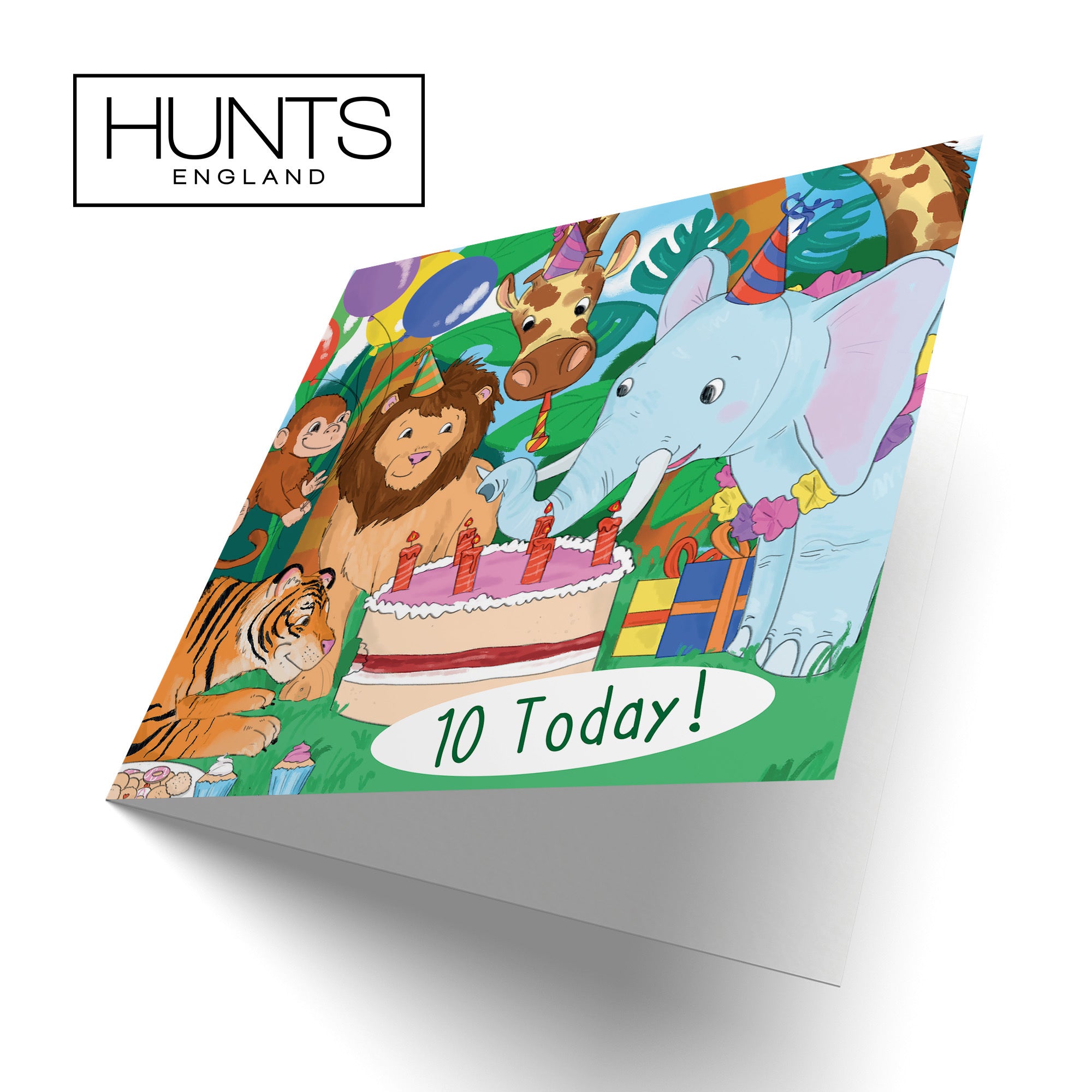 10th Birthday Jungle Animals Party Card Jungle - Default Title (TH03529)