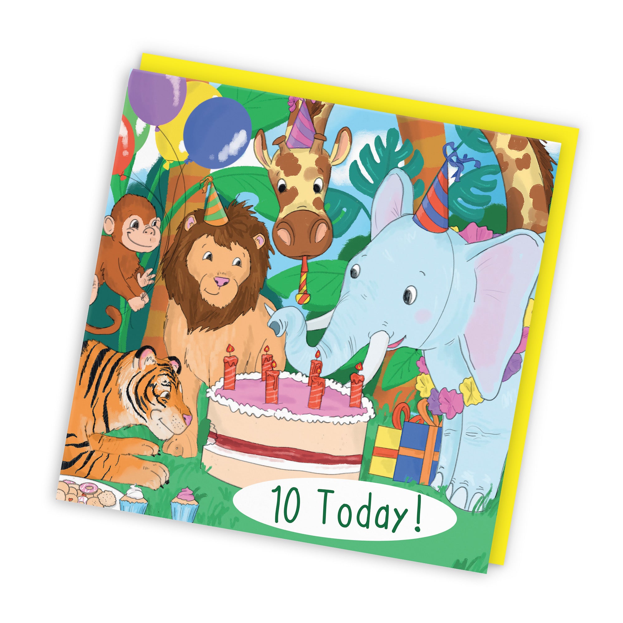 10th Birthday Jungle Animals Party Card Jungle - Default Title (TH03529)