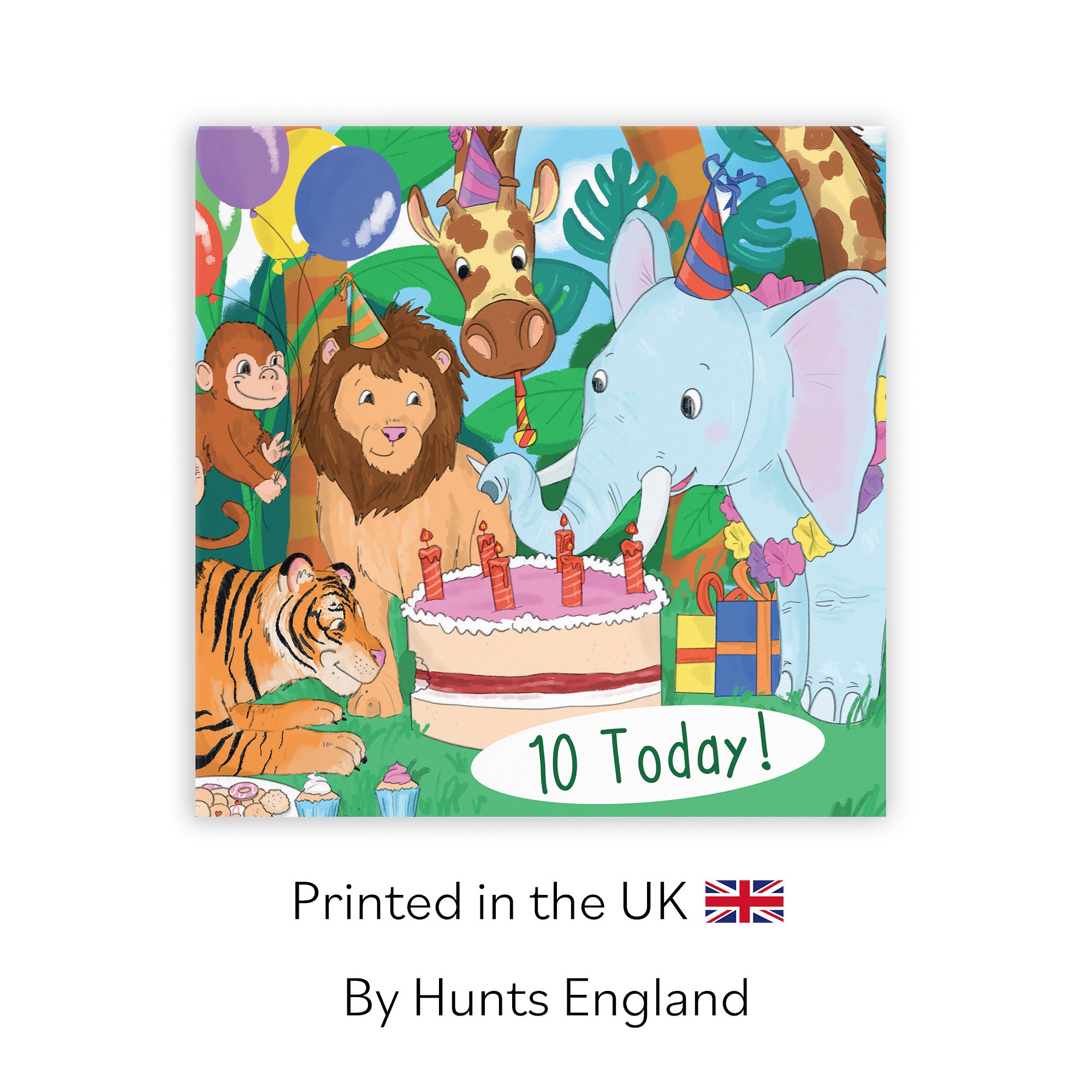 10th Birthday Jungle Animals Party Card Jungle - Default Title (TH03529)