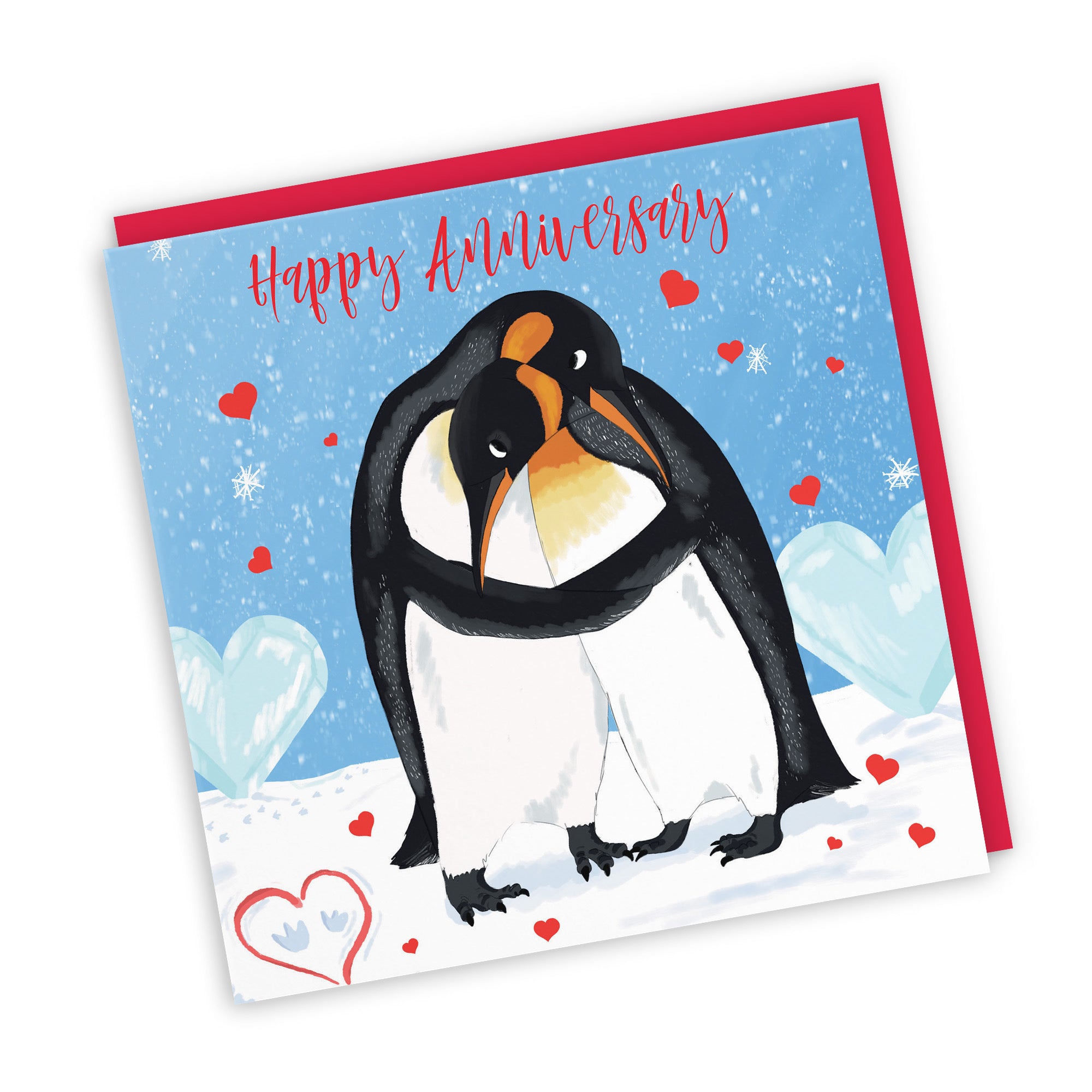 Penguins Hugging Anniversary Card Cute Animals - Default Title (TH03542)
