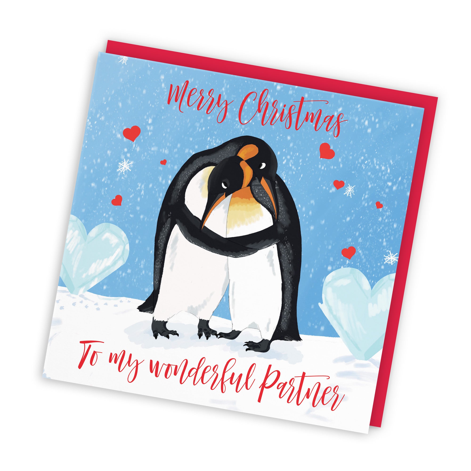 Partner Penguins Hugging Christmas Card Cute Animals - Default Title (TH03547)