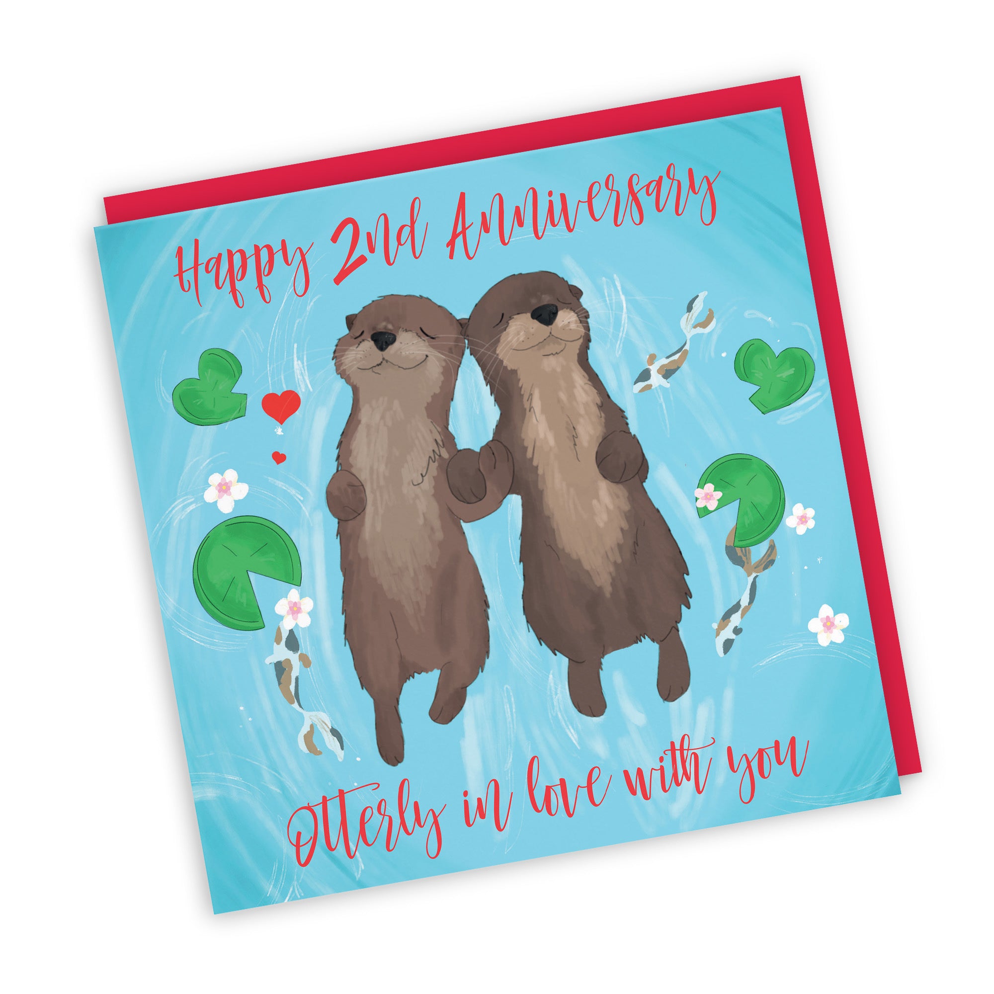 2nd Otters Anniversary Card Cute Animals - Default Title (TH03558)