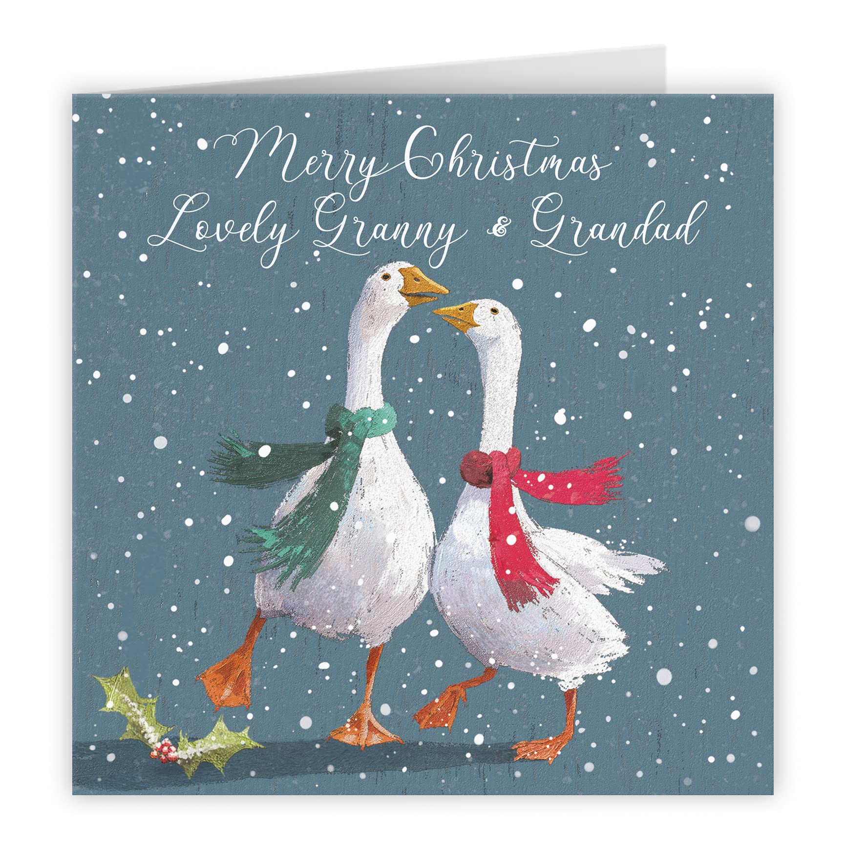 Granny And Grandad Festive Geese Christmas Card Milo's Gallery