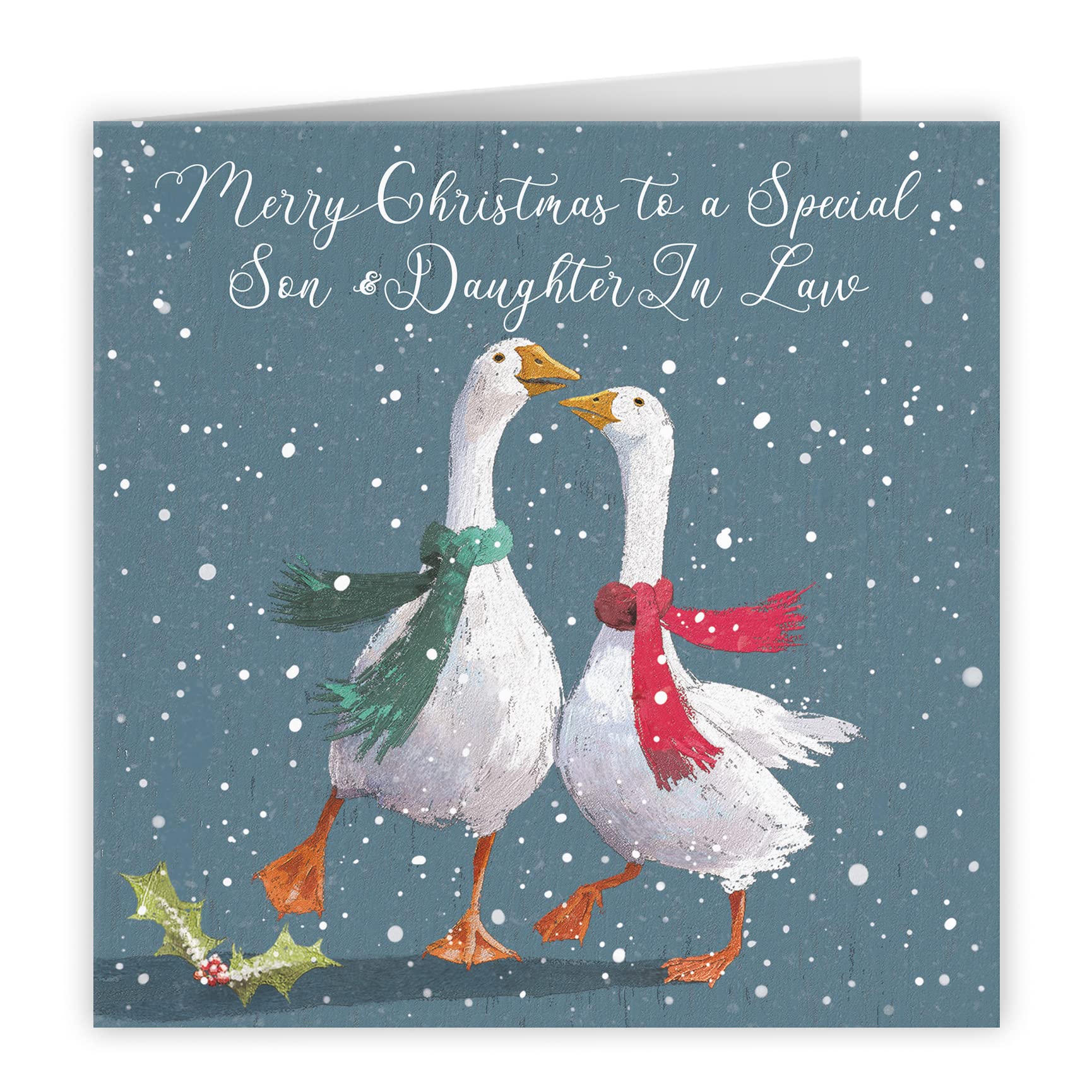 Son And Daughter In Law Festive Geese Christmas Card Milo's Gallery