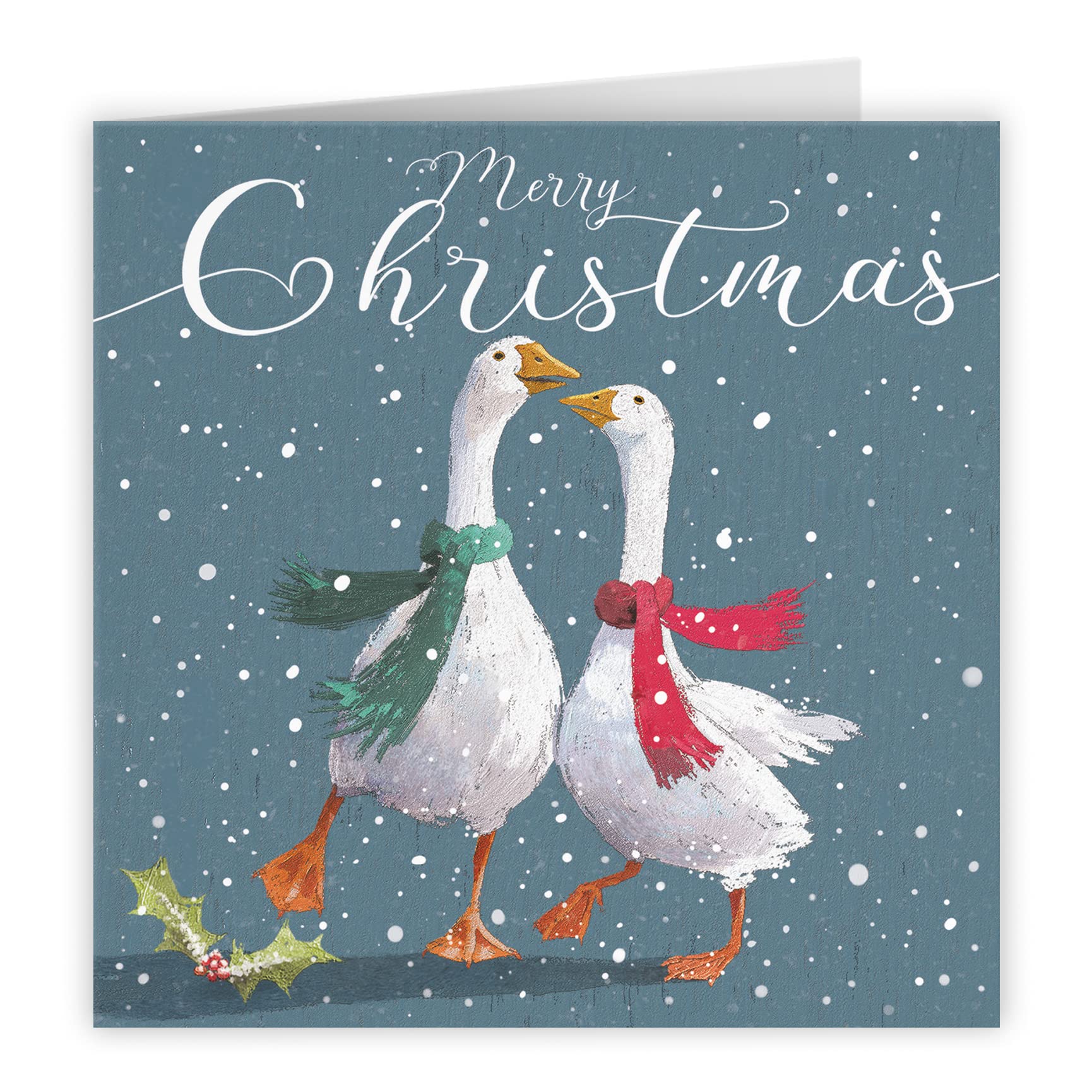 Open Single Festive Geese Christmas Card Milo's Gallery