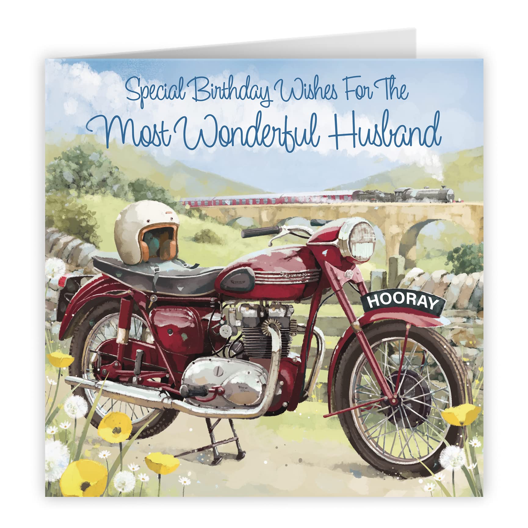 Husband Vintage Motorbike Birthday Card Milo's Gallery