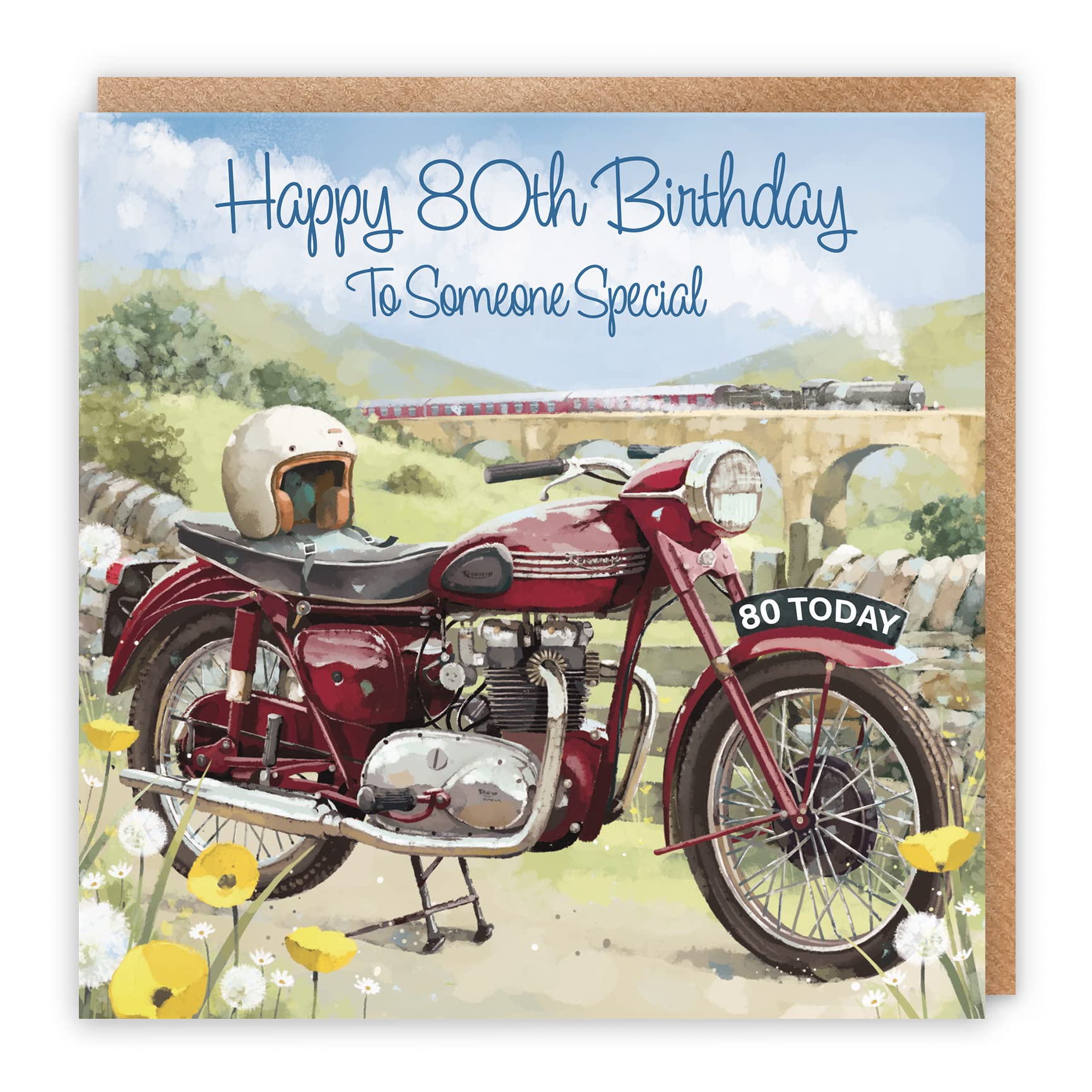 80th Someone Special Birthday Card Vintage Motorbike Milo's Gallery