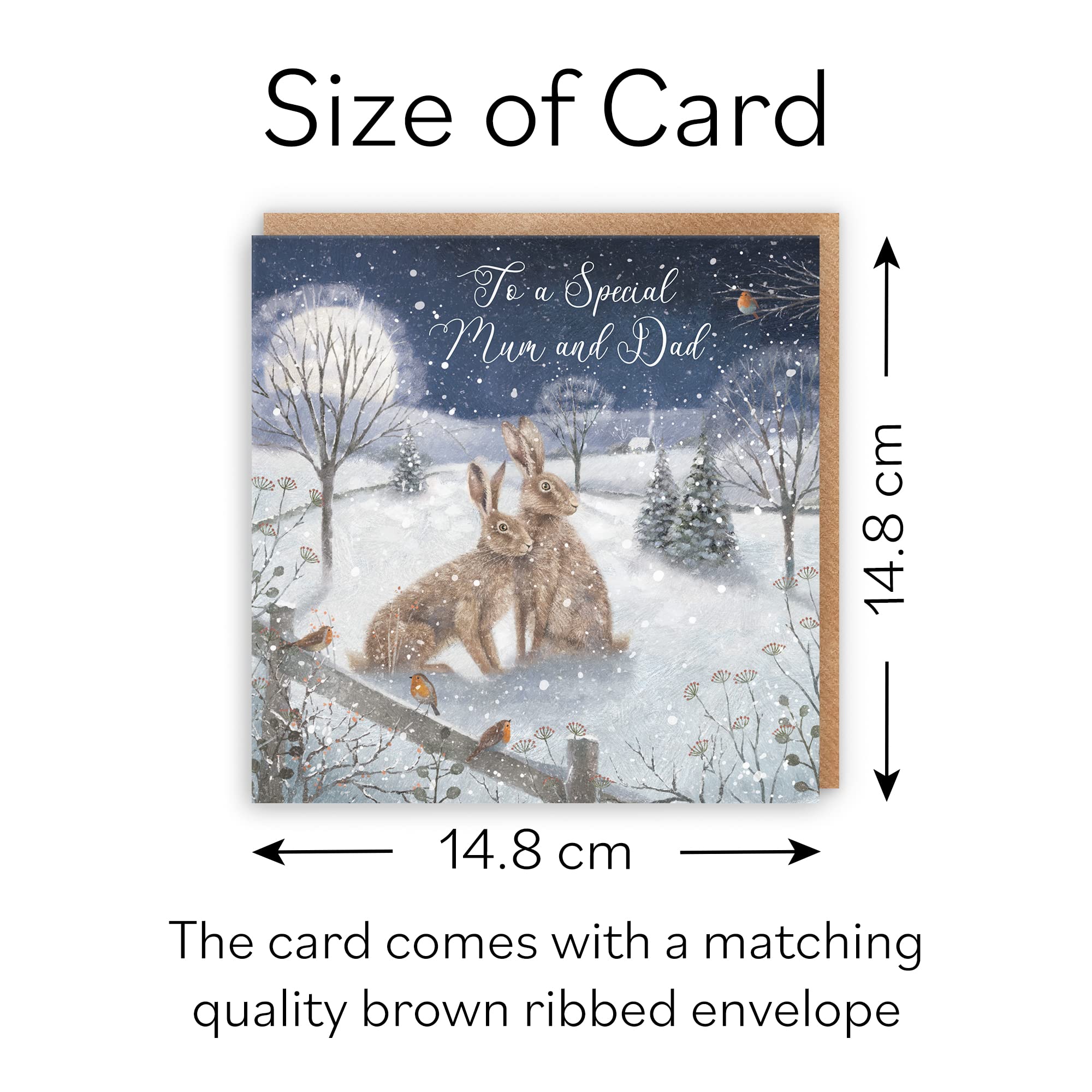 Mum And Dad Christmas Card 'Snowy Hares' Milo's Gallery