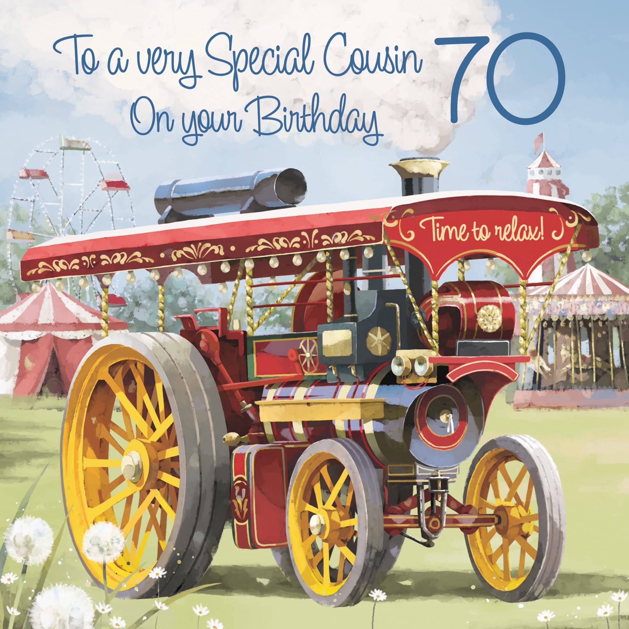 70th Cousin Traction Engine Birthday Card Steam Tractor Milo's Gallery