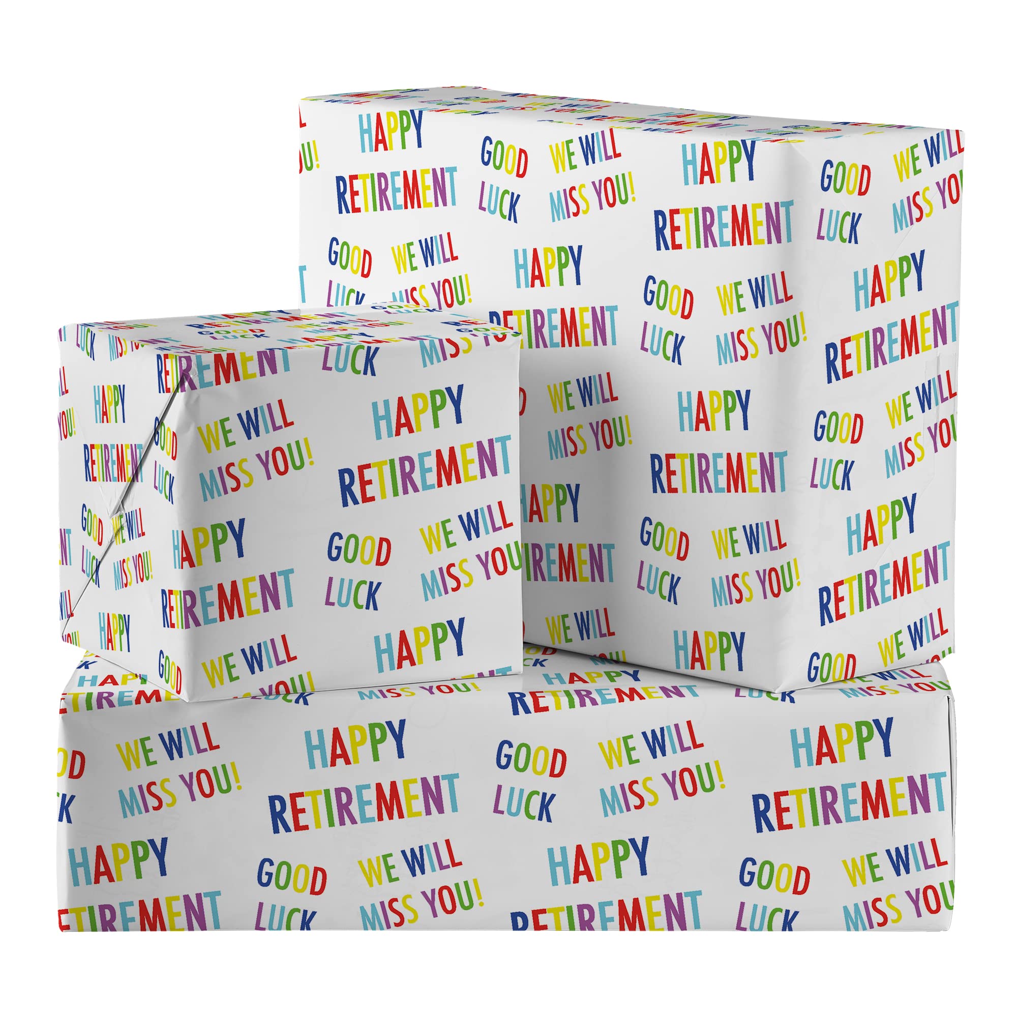 Retirement Gift Wrap And Tags Colourful