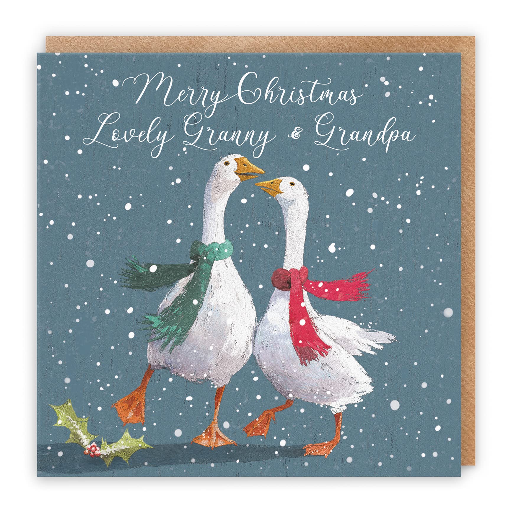 Granny And Grandpa Festive Geese Christmas Card Milo's Gallery