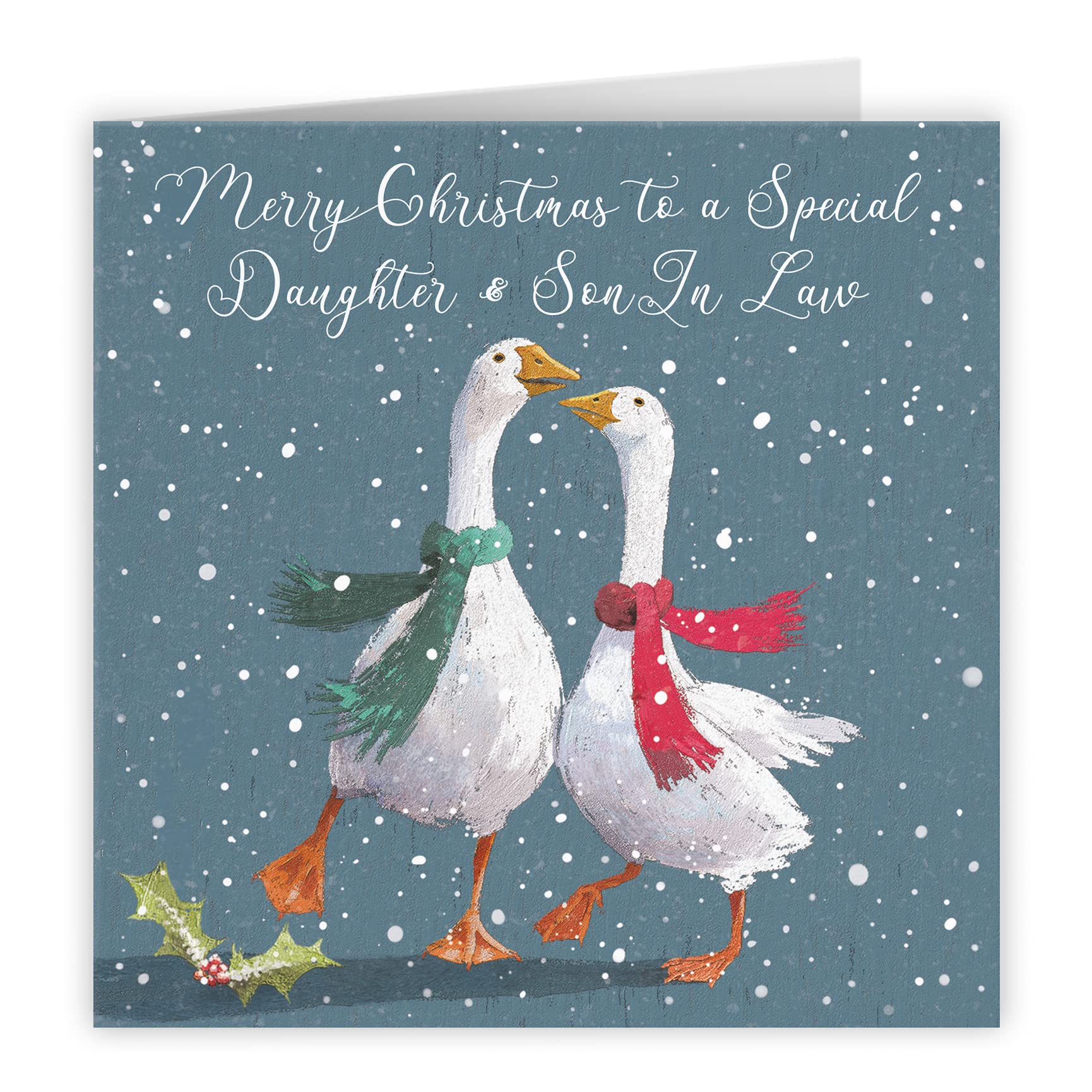 Daughter And Son In Law Festive Geese Christmas Card Milo's Gallery