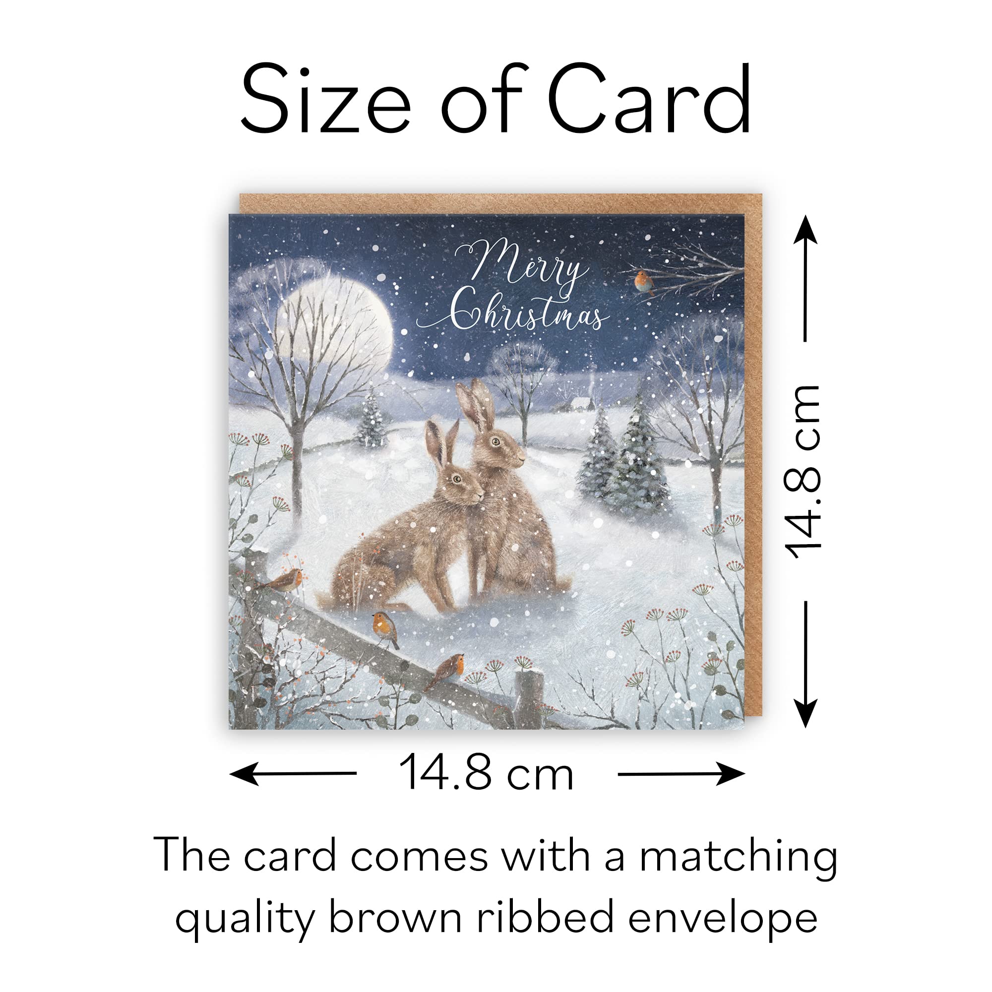 Open Single Christmas Card 'Snowy Hares' Milo's Gallery