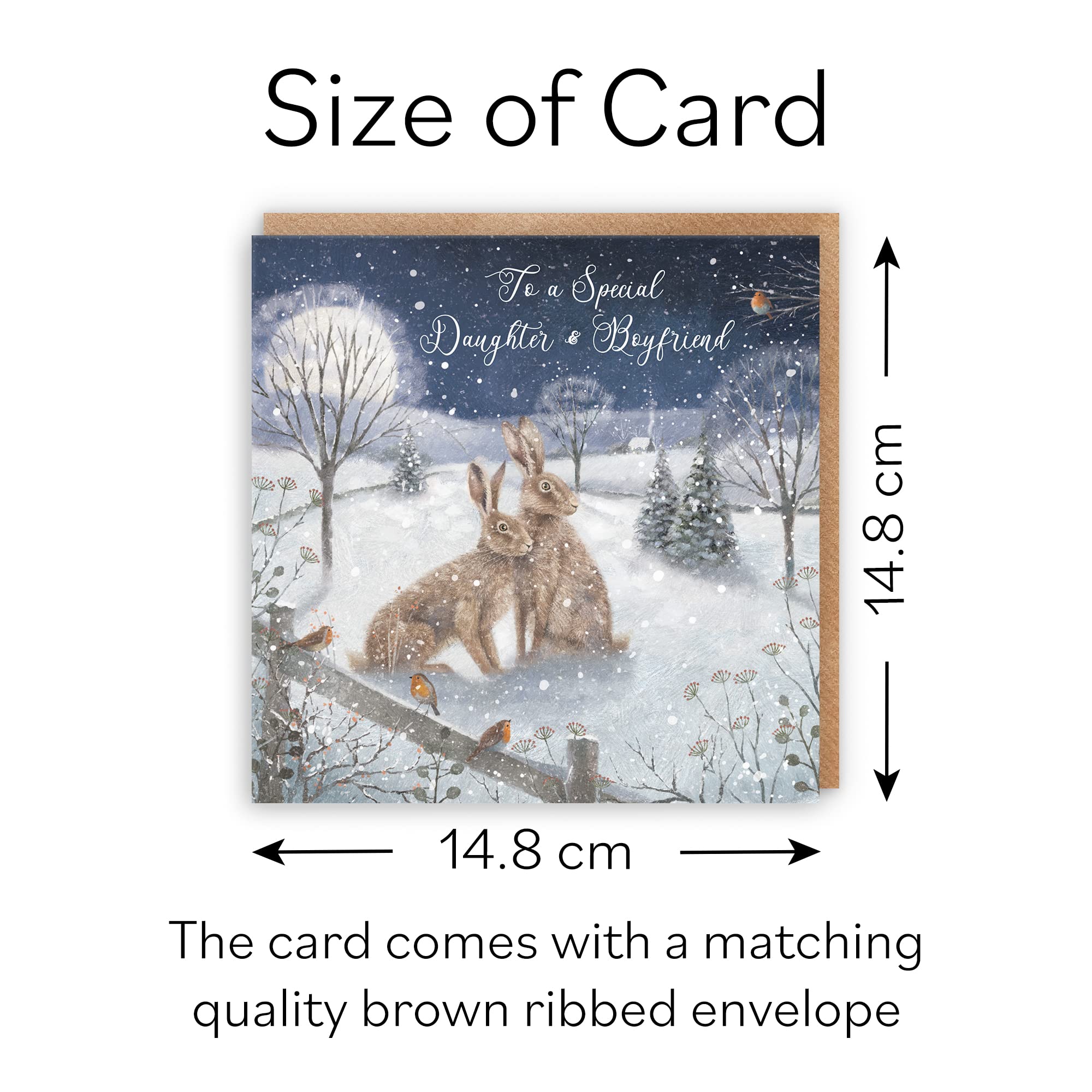 Daughter And Boyfriend Christmas Card 'Snowy Hares' Milo's Gallery