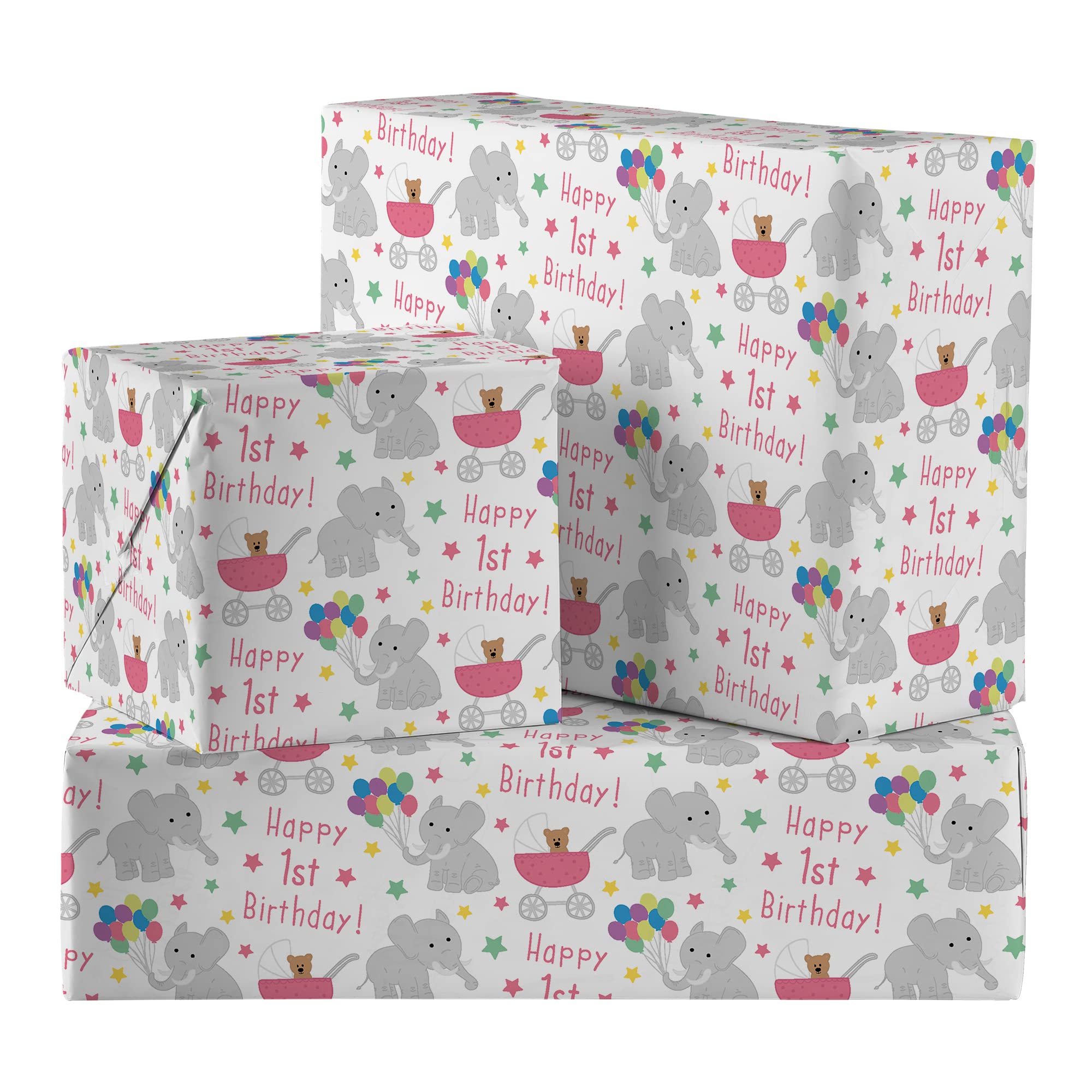 1st Baby Girl Birthday Gift Wrap And Tags Iconic