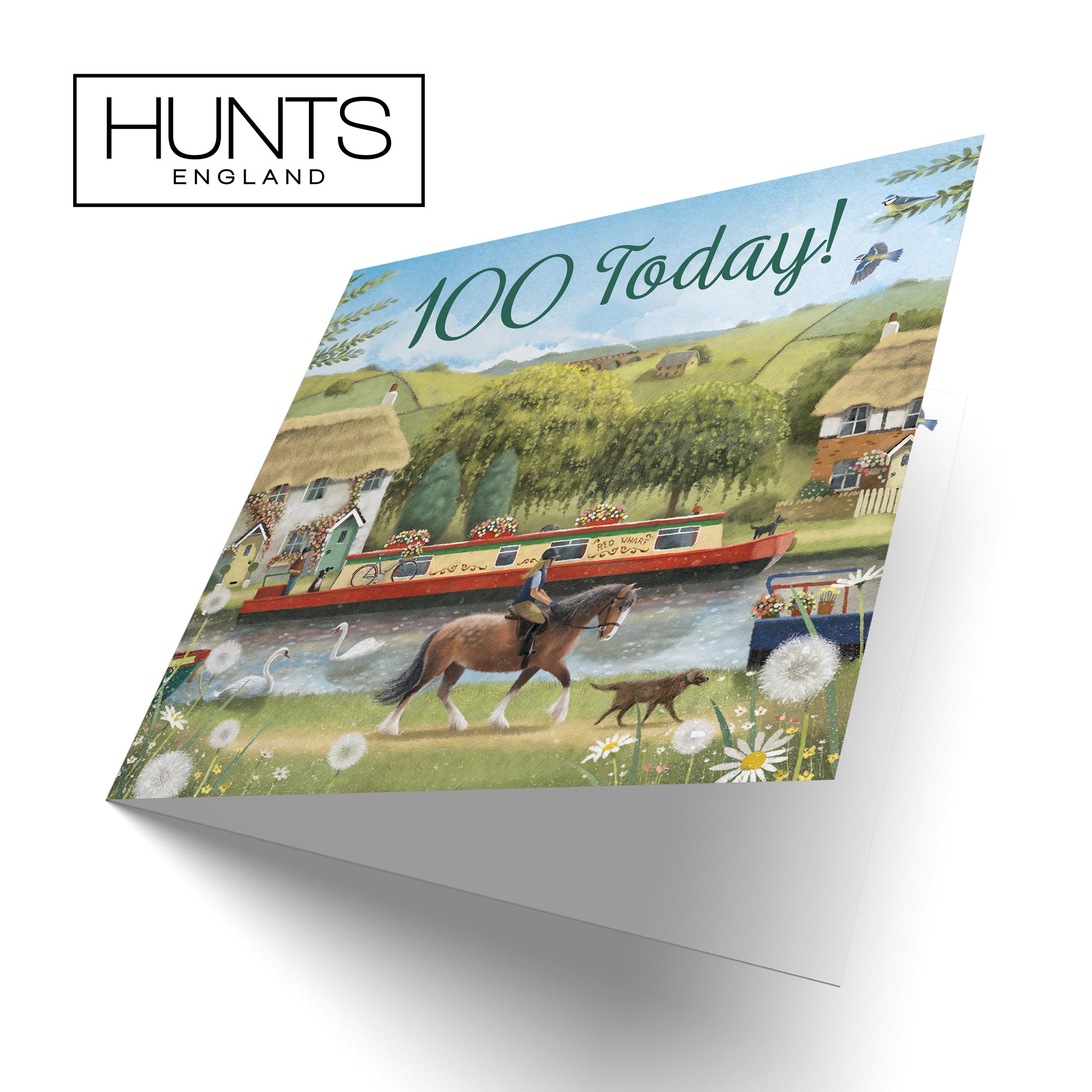 100th Canal Narrowboat Birthday Card Horse Riding Milo's Gallery