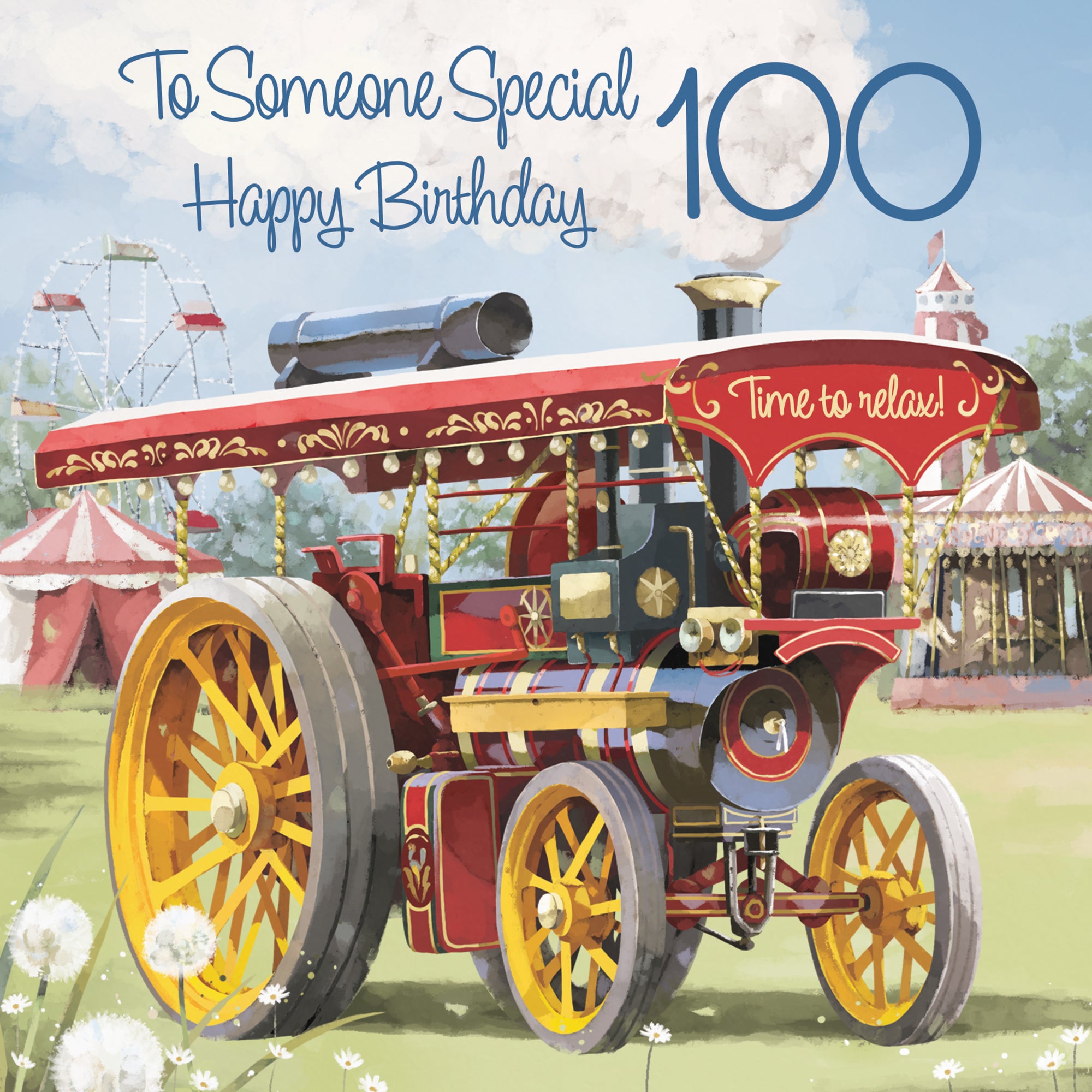 100th Someone Special Traction Engine Birthday Card Steam Tractor Milo's Gallery