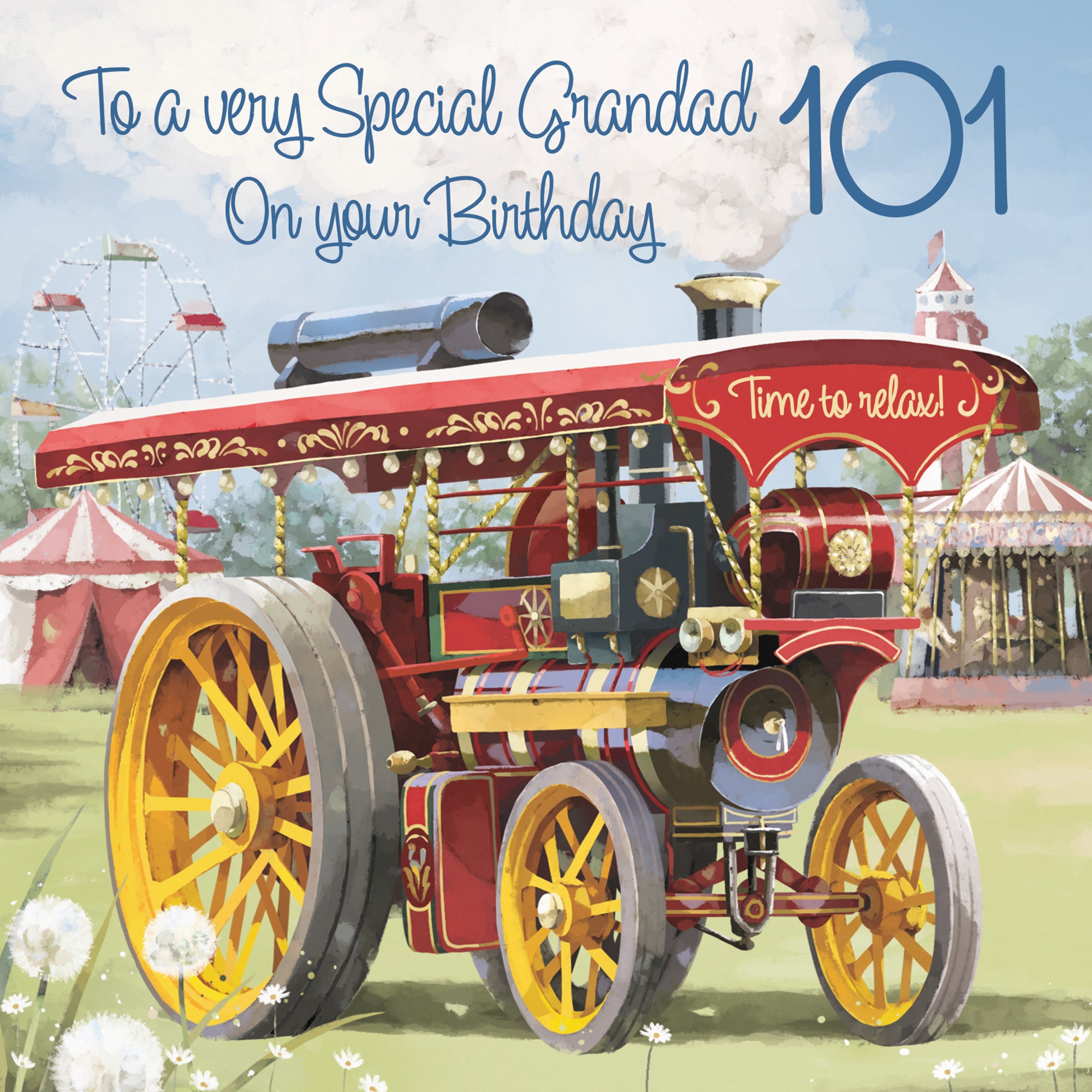 101st Grandad Traction Engine Birthday Card Steam Tractor Milo's Gallery