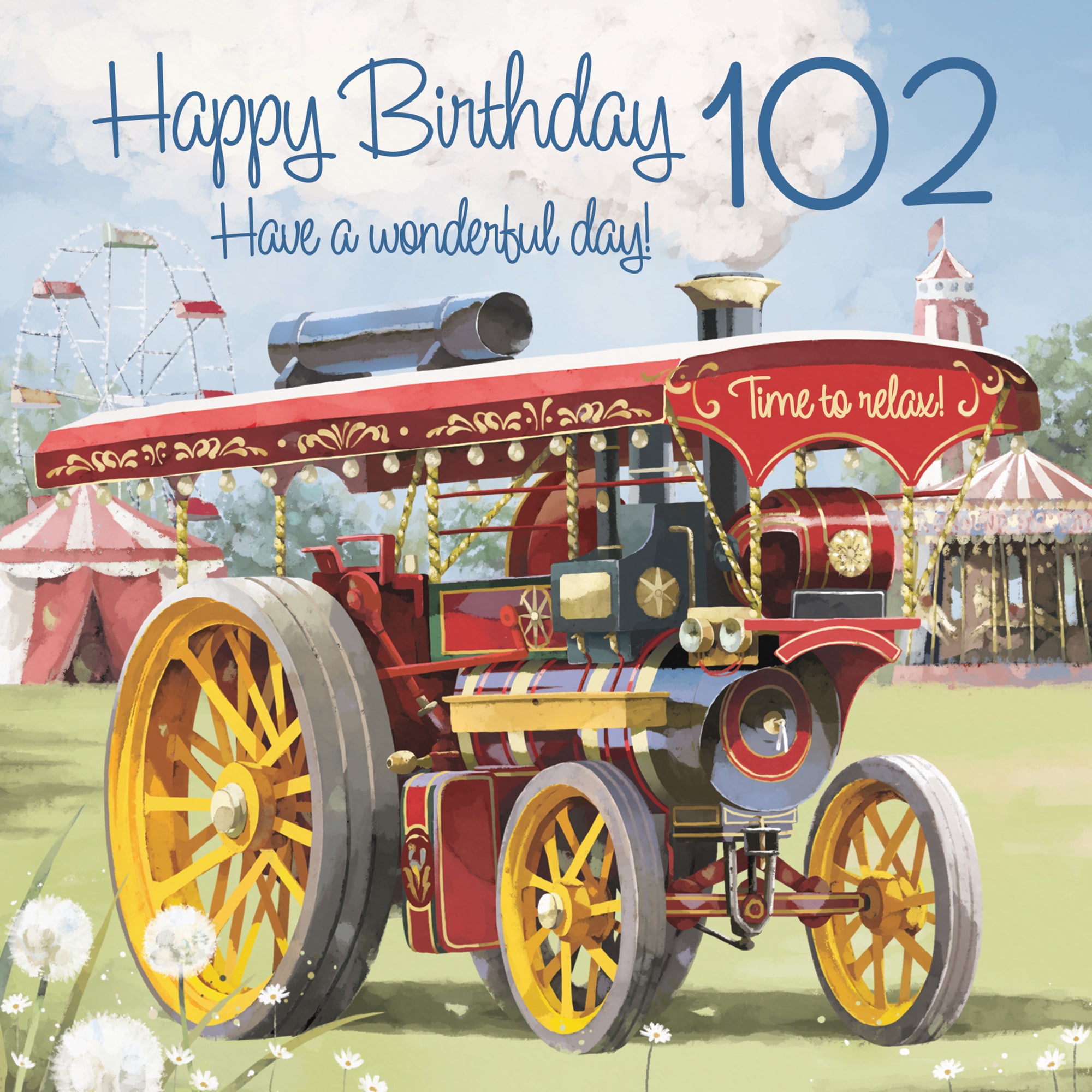 102nd Traction Engine Birthday Card Steam Tractor Milo's Gallery