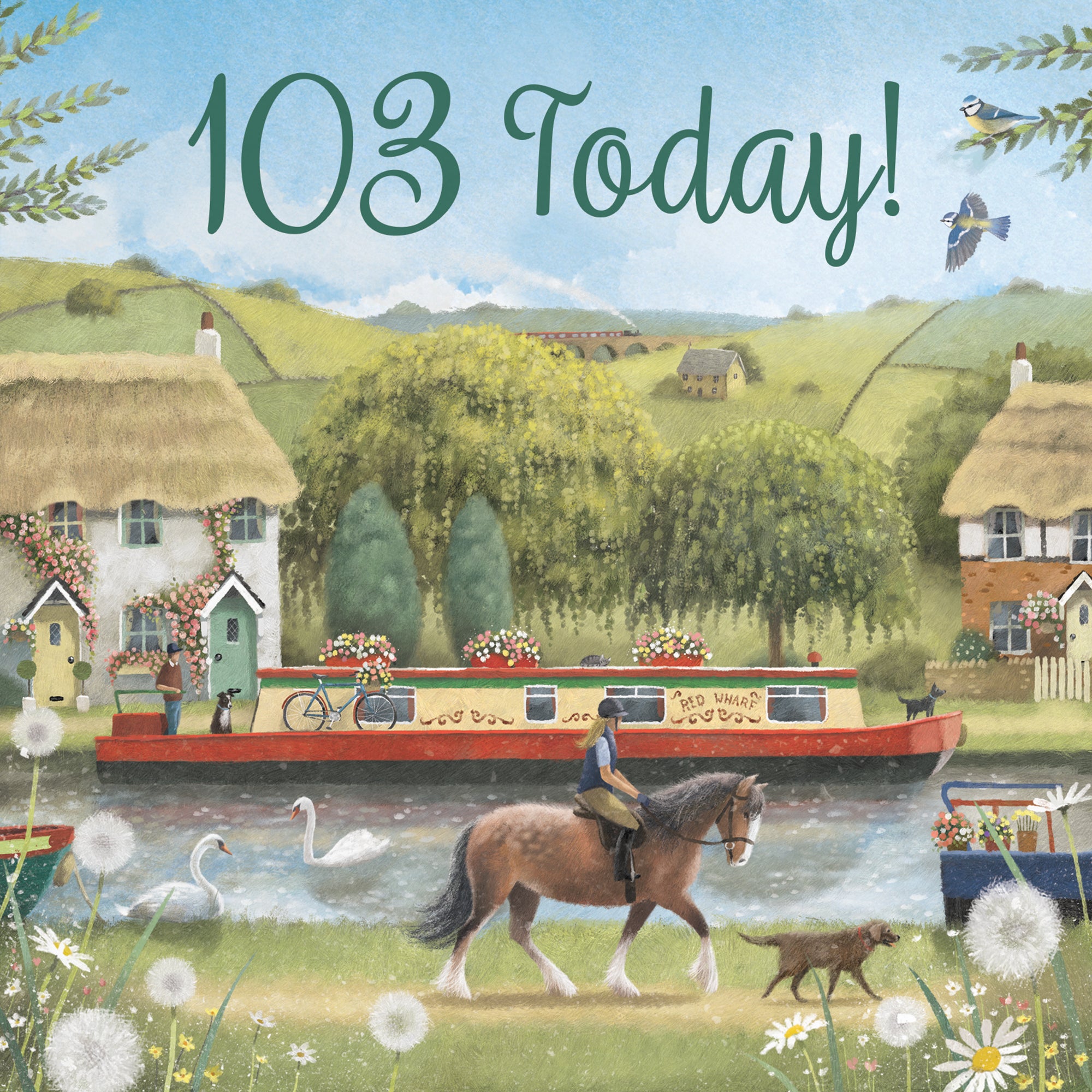 103rd Canal Narrowboat Birthday Card Horse Riding Milo's Gallery