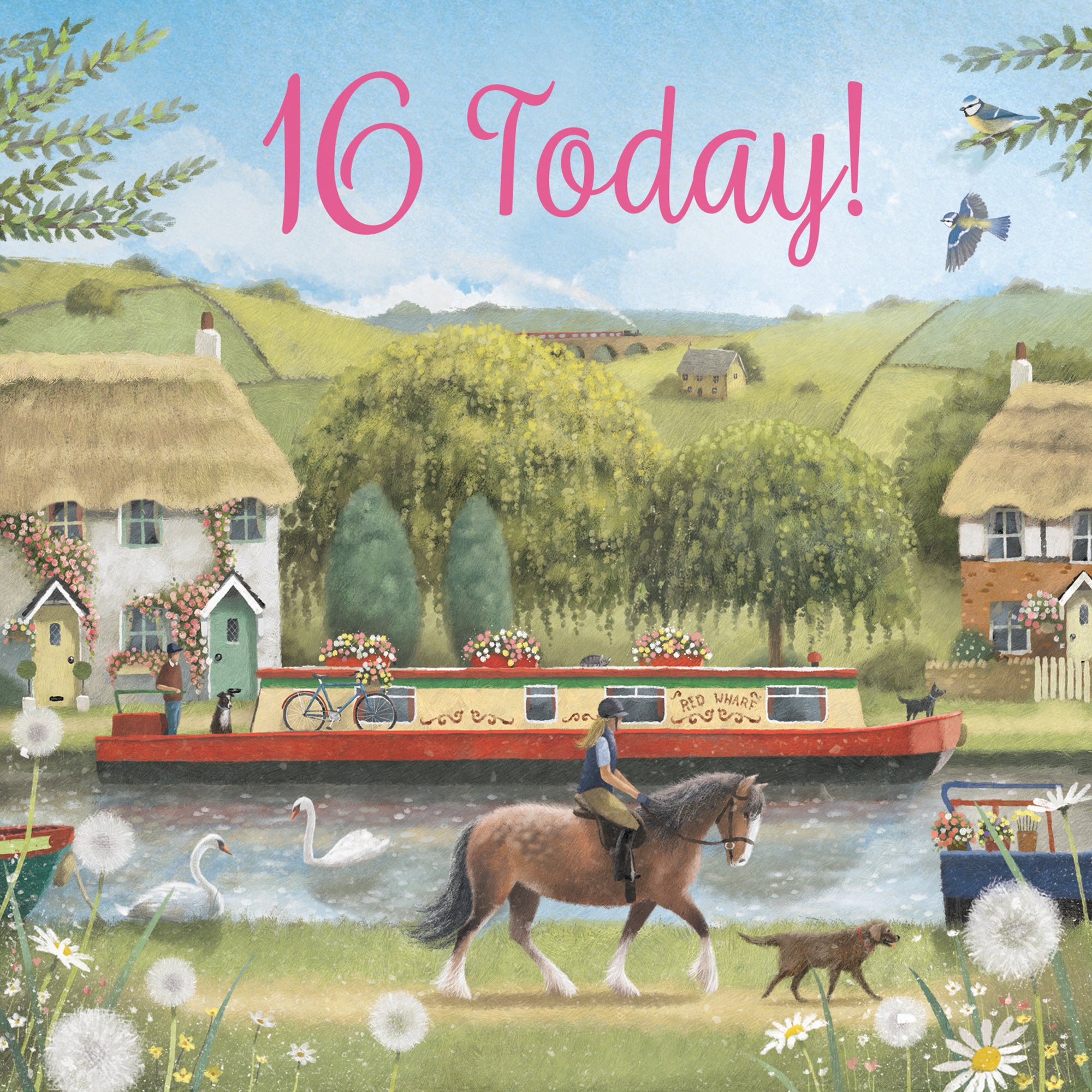 16th Horse Riding Female Birthday Card Canal Narrowboat Milo's Gallery