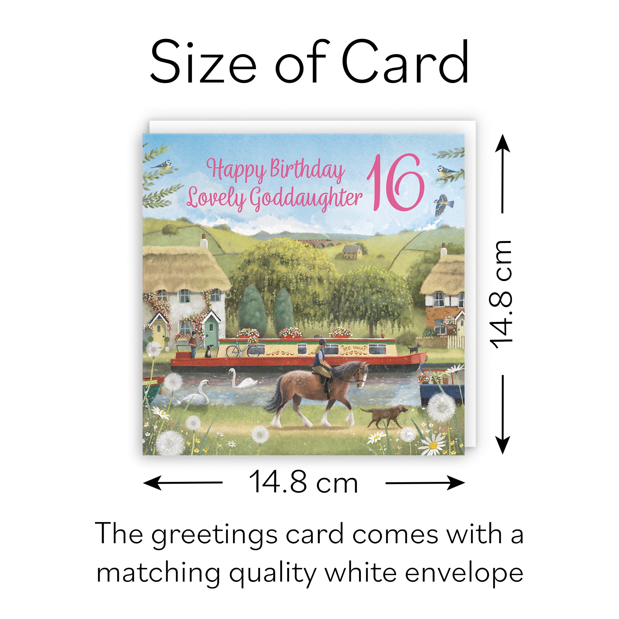 16th Goddaughter Canal Narrowboat Birthday Card Horse Riding Milo's Gallery