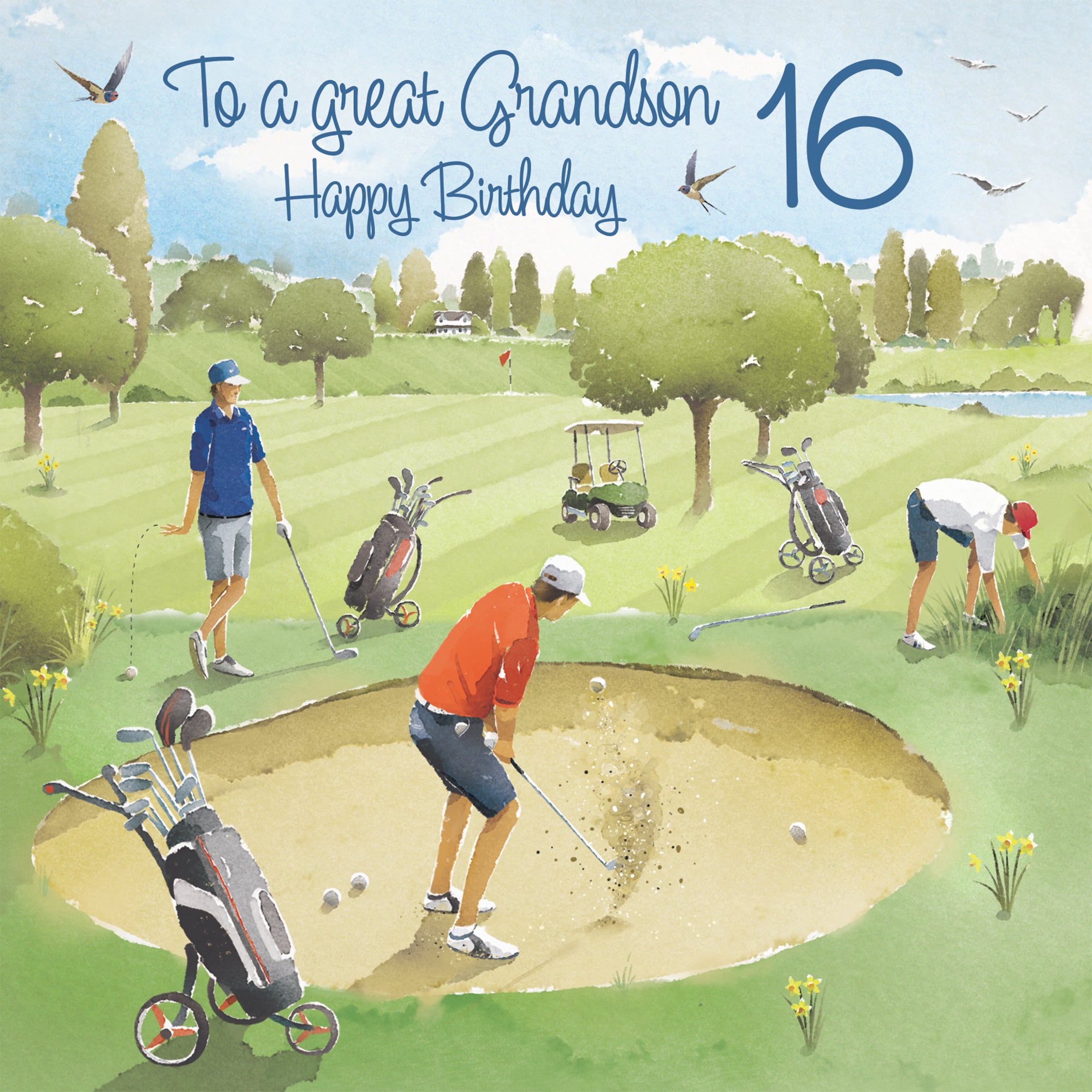 16th Grandson Golfing Birthday Card Golf Bunker Milo's Gallery