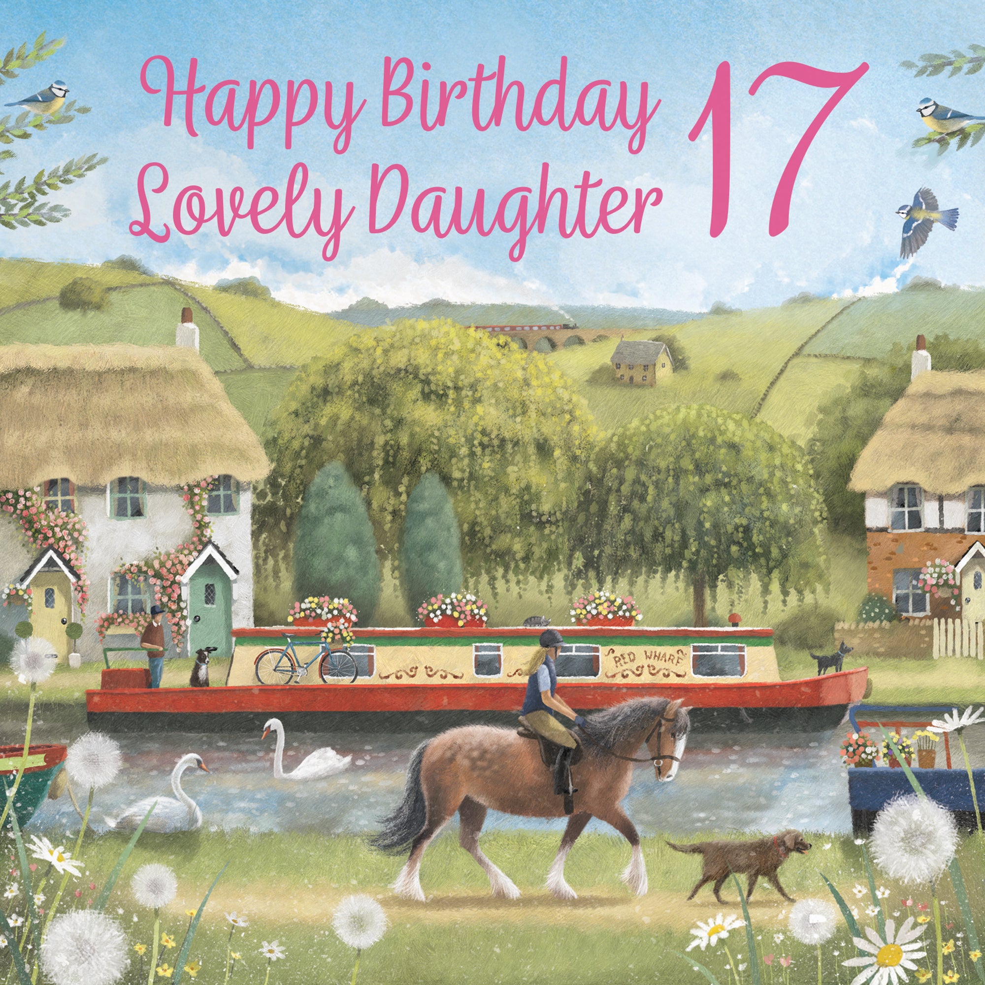 17th Daughter Canal Narrowboat Birthday Card Horse Riding Milo's Gallery