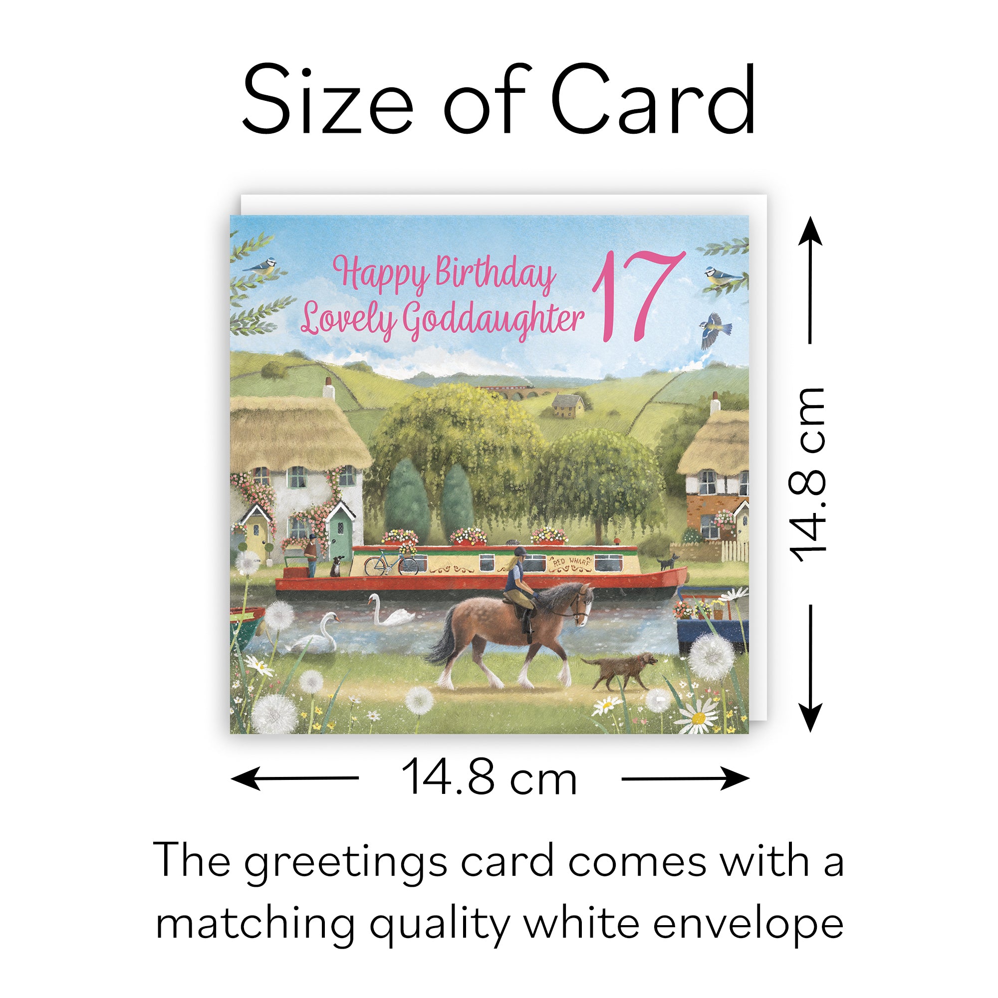 17th Goddaughter Canal Narrowboat Birthday Card Horse Riding Milo's Gallery