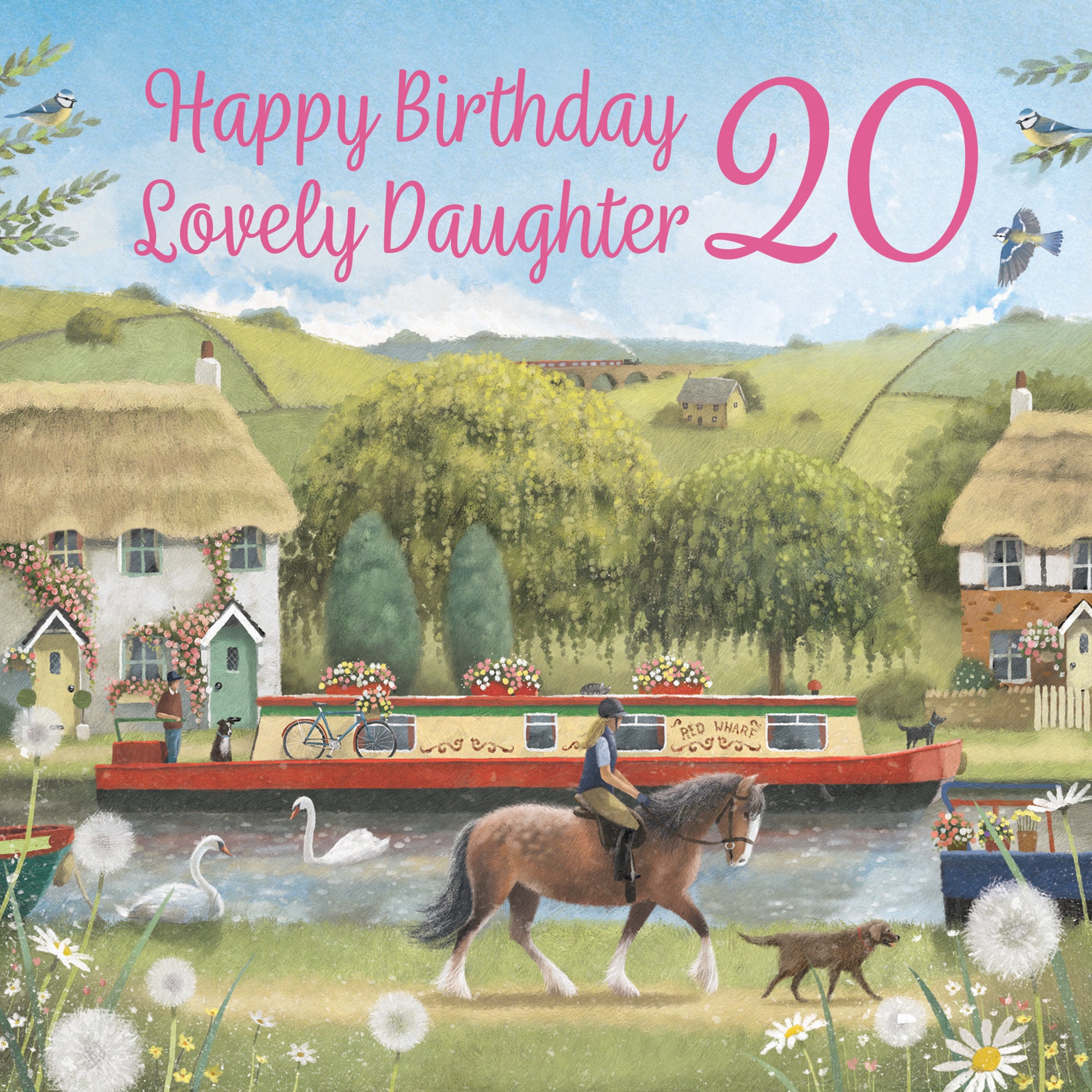 20th Daughter Canal Narrowboat Birthday Card Horse Riding Milo's Gallery