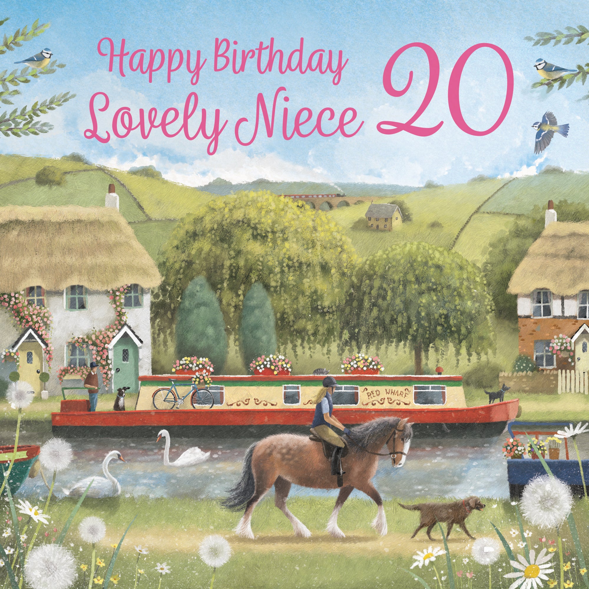 20th Niece Canal Narrowboat Birthday Card Horse Riding Milo's Gallery