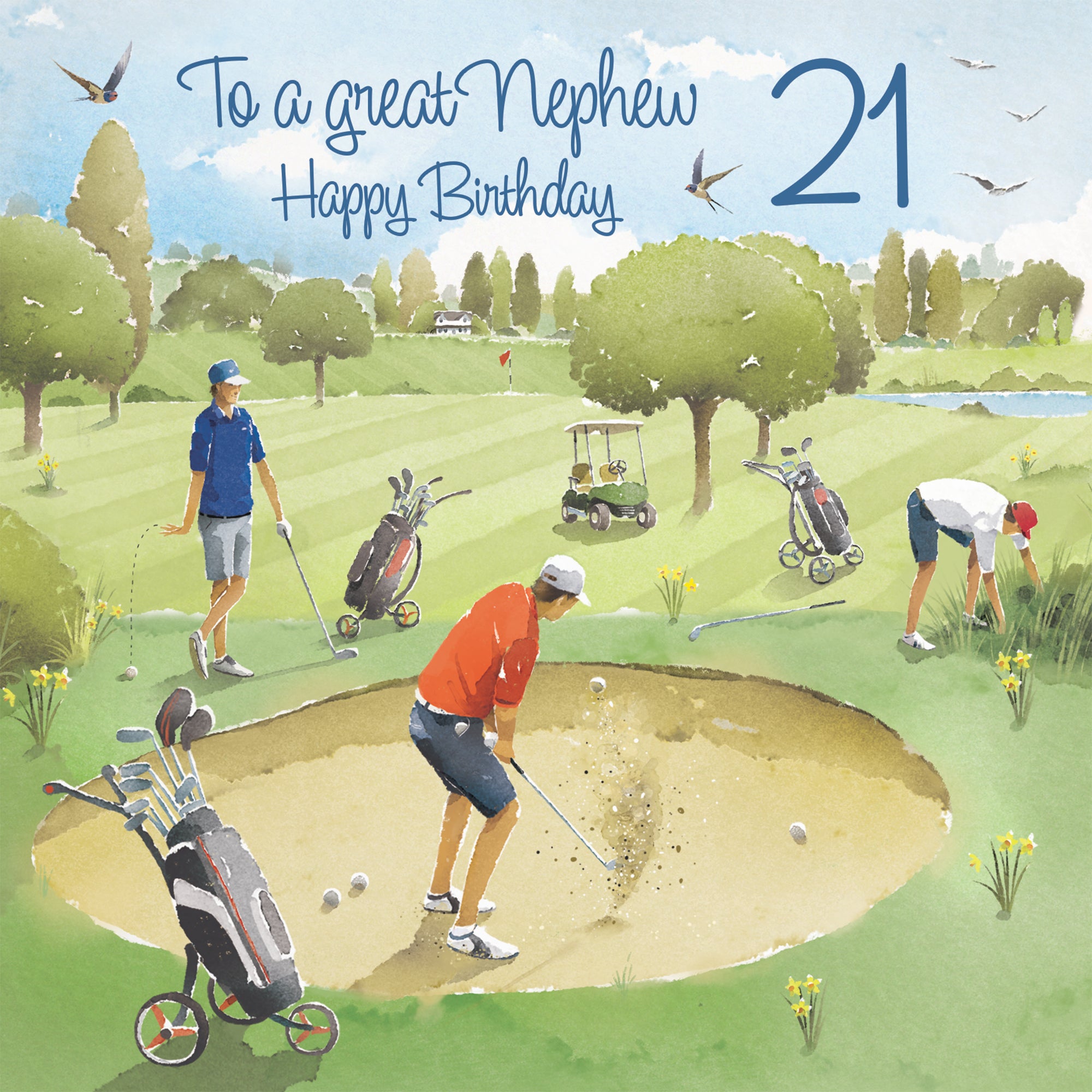 21st Nephew Golfing Birthday Card Golf Bunker Milo's Gallery