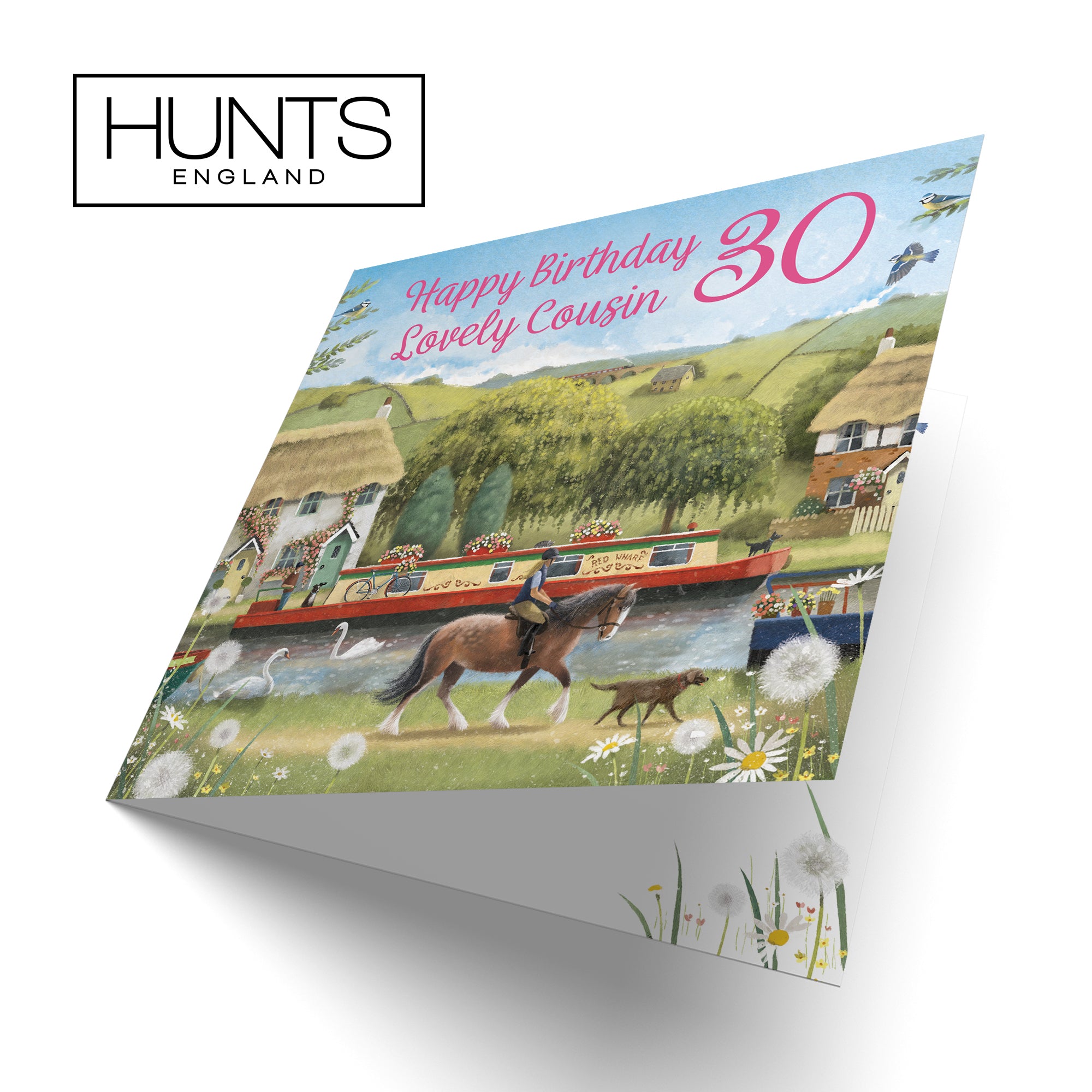 30th Cousin Canal Narrowboat Birthday Card Horse Riding Milo's Gallery