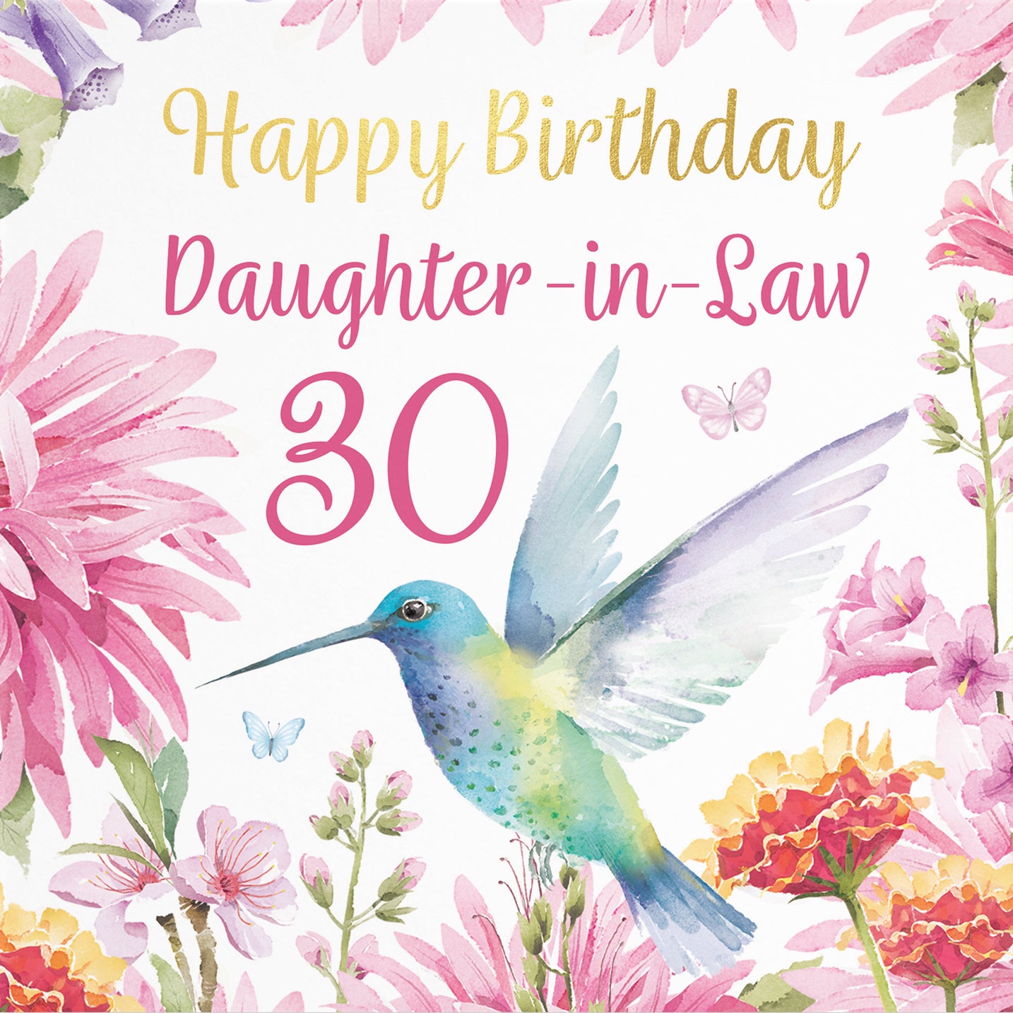 30th Daughter-in-Law Birthday Card Hummingbird Gold Foil Milo's Gallery