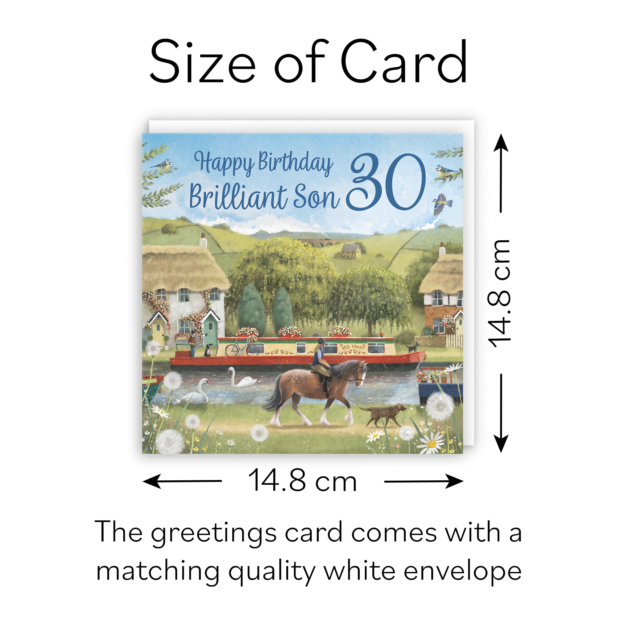 30th Son Canal Narrowboat Birthday Card Horse Riding Milo's Gallery