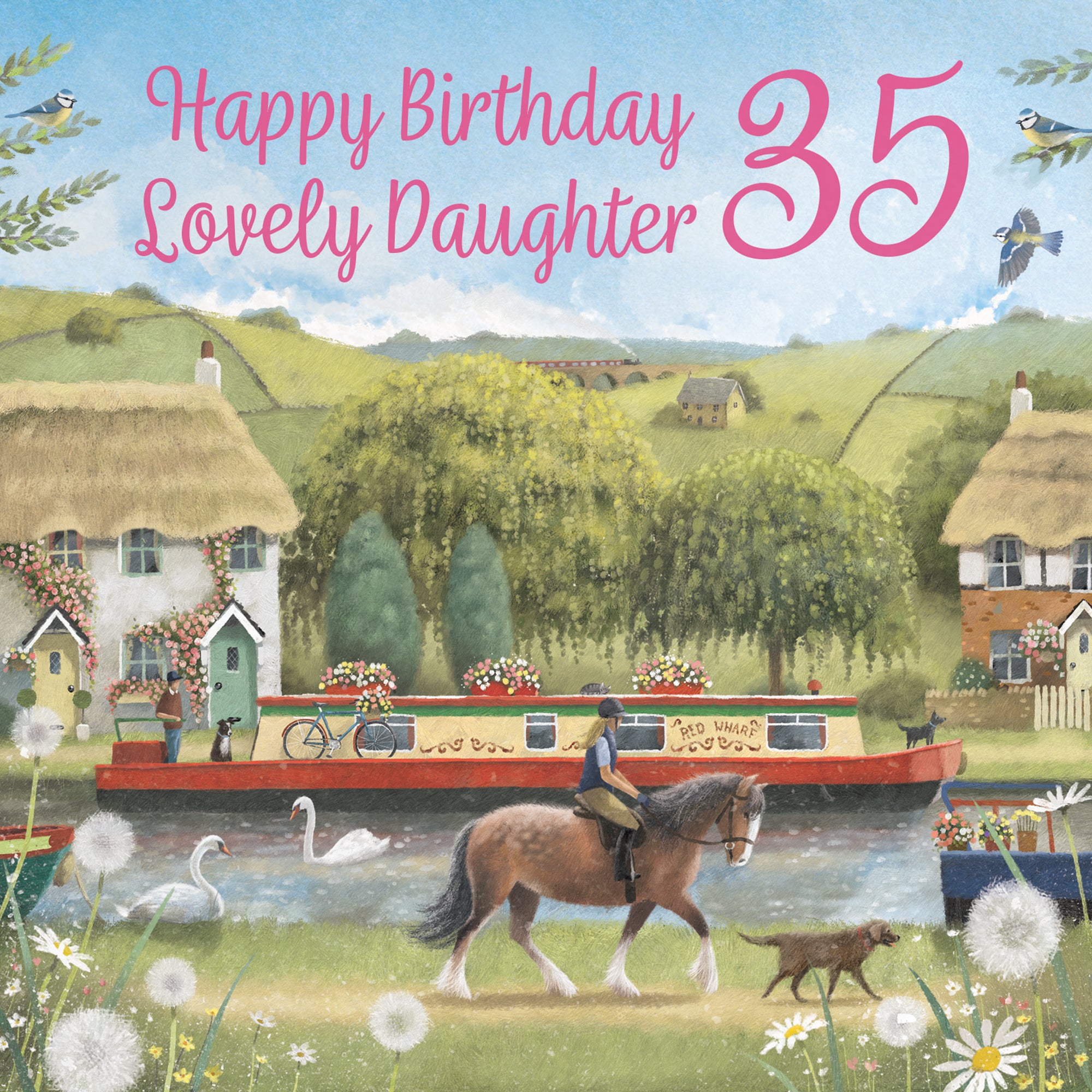 35th Daughter Canal Narrowboat Birthday Card Horse Riding Milo's Gallery