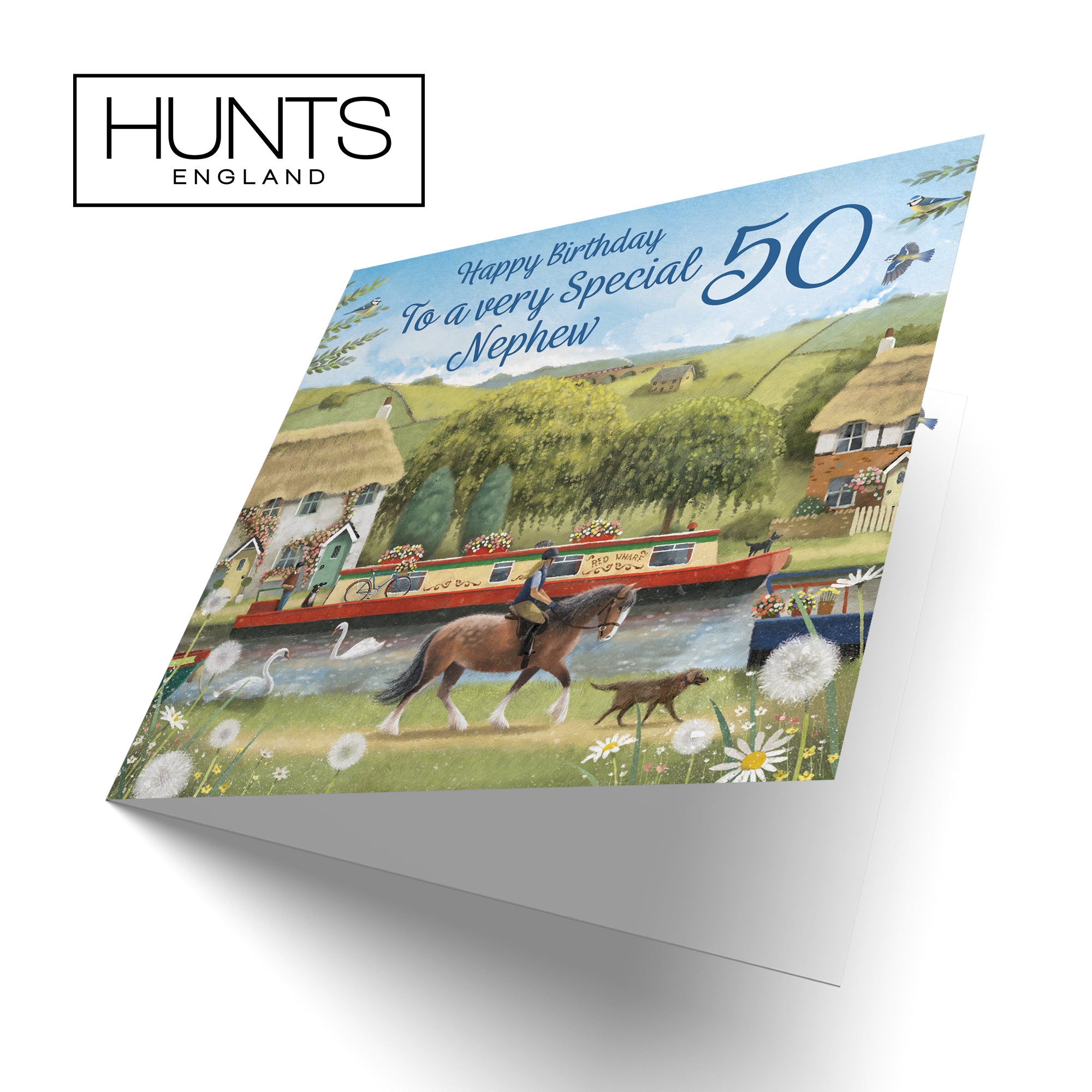 50th Nephew Canal Narrowboat Birthday Card Horse Riding Milo's Gallery