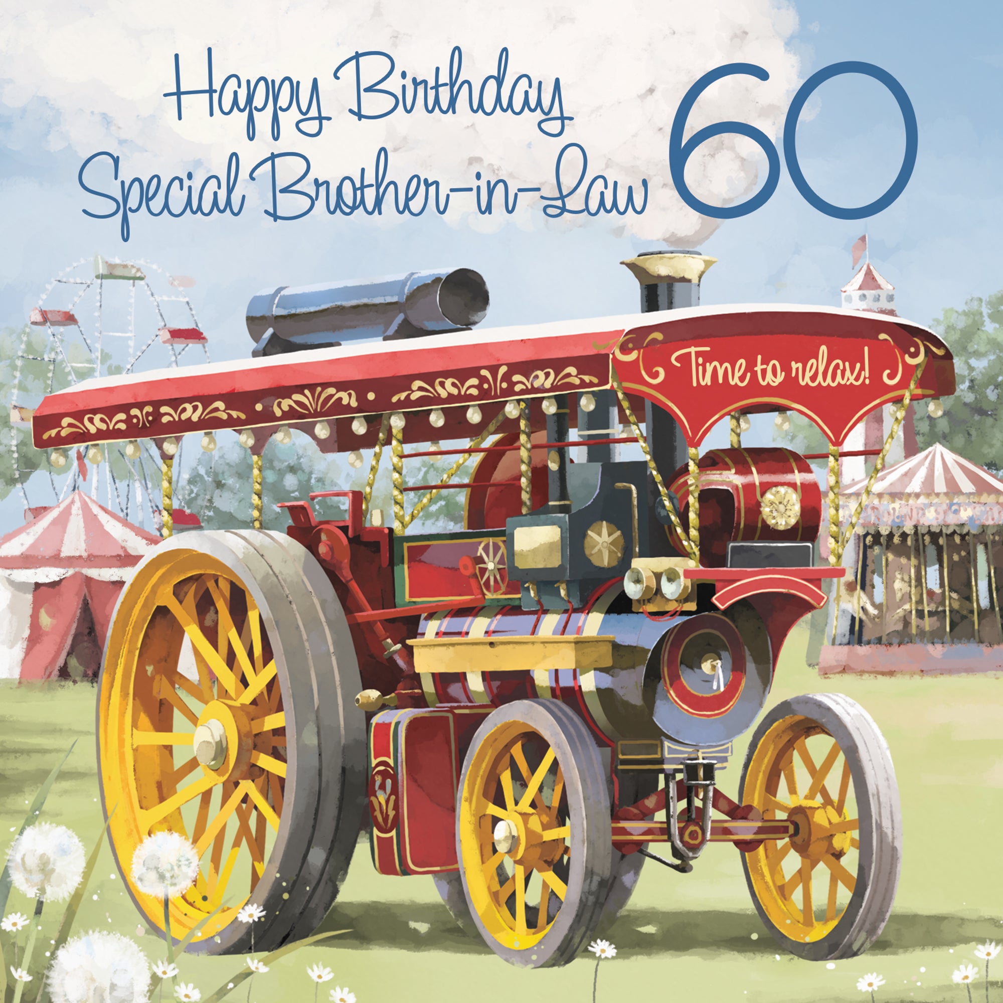 60th Brother-in-Law Traction Engine Birthday Card Steam Tractor Milo's Gallery