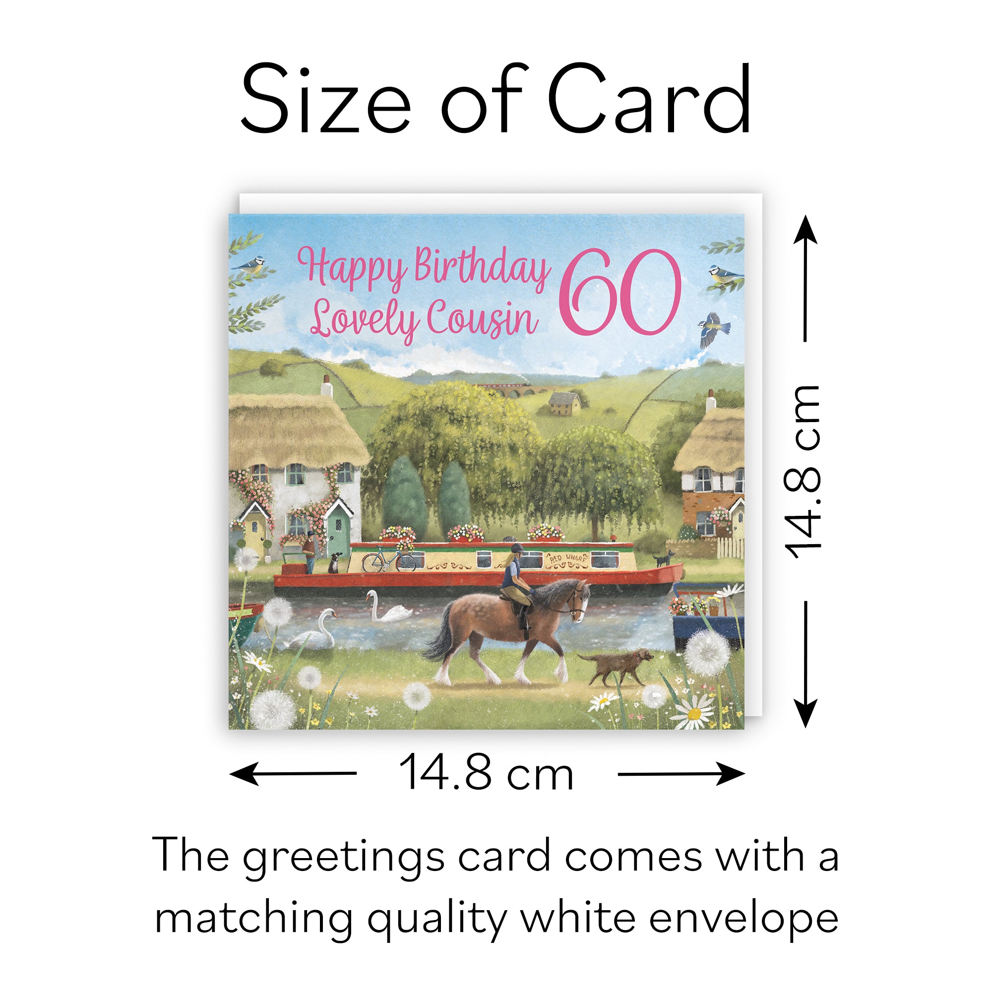 60th Cousin Canal Narrowboat Birthday Card Horse Riding Milo's Gallery