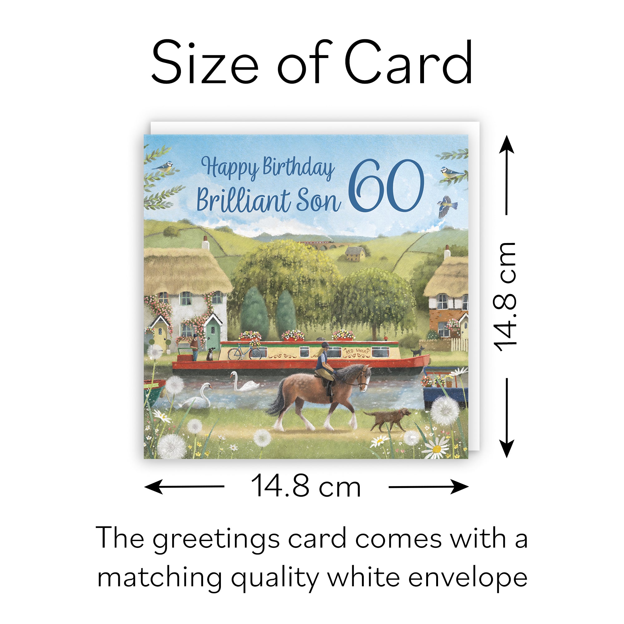 60th Son Canal Narrowboat Birthday Card Horse Riding Milo's Gallery