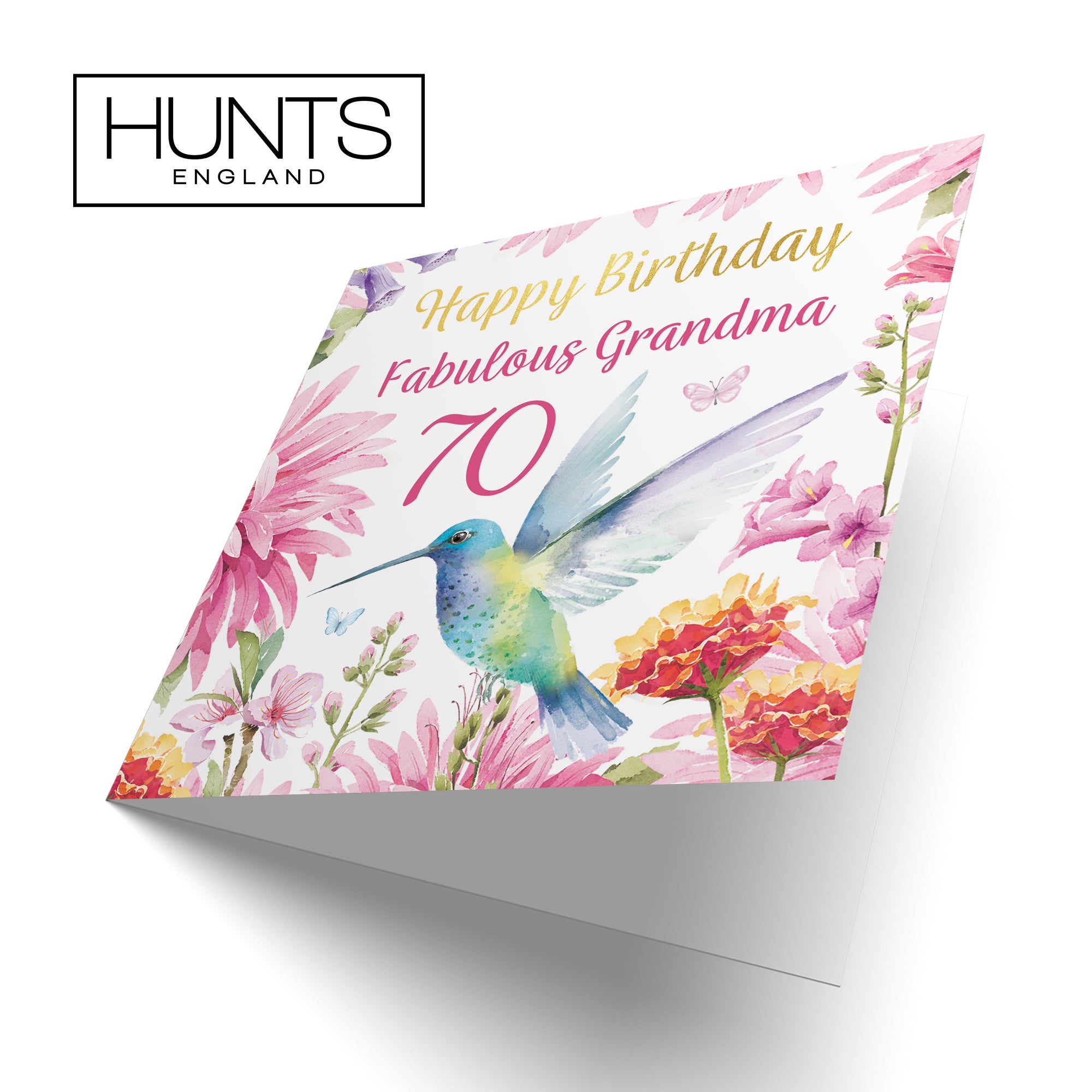 70th Grandma Birthday Card Hummingbird Gold Foil Milo's Gallery