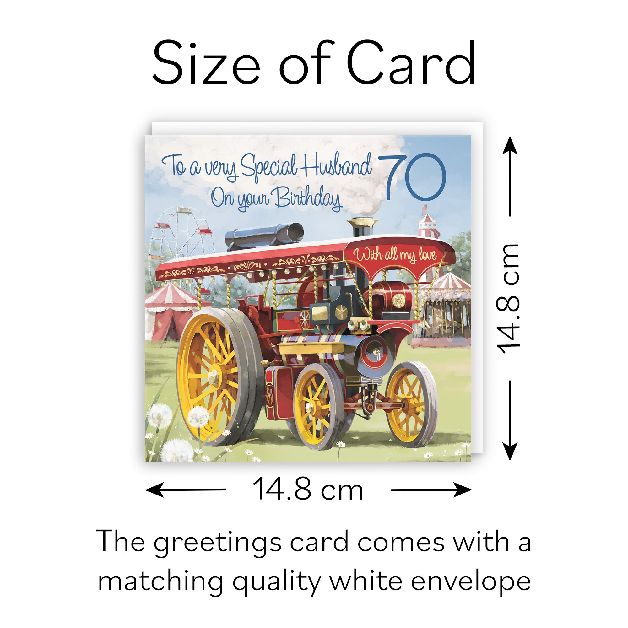 70th Husband Traction Engine Birthday Card Steam Tractor Milo's Gallery